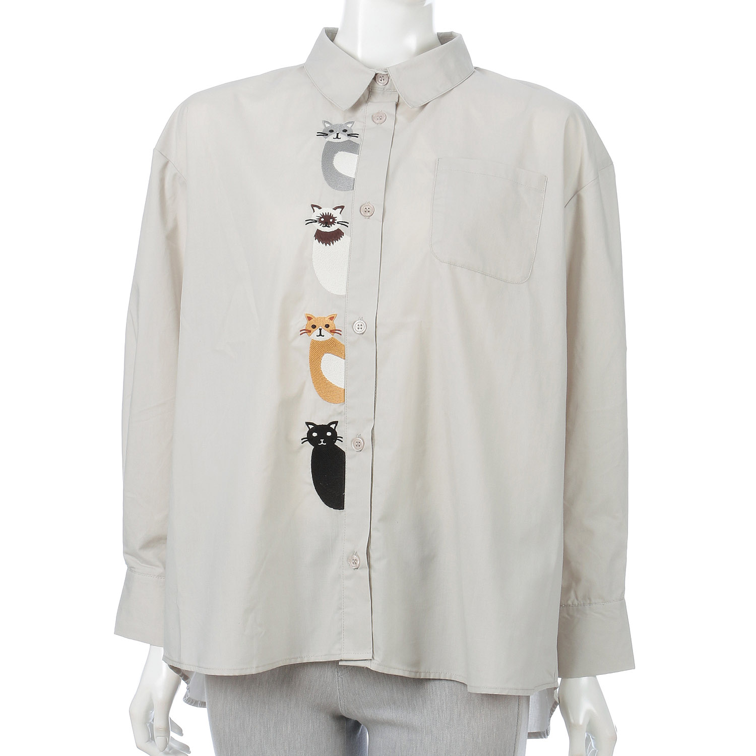 Myauris猫刺繍前開きシャツ - 画像2