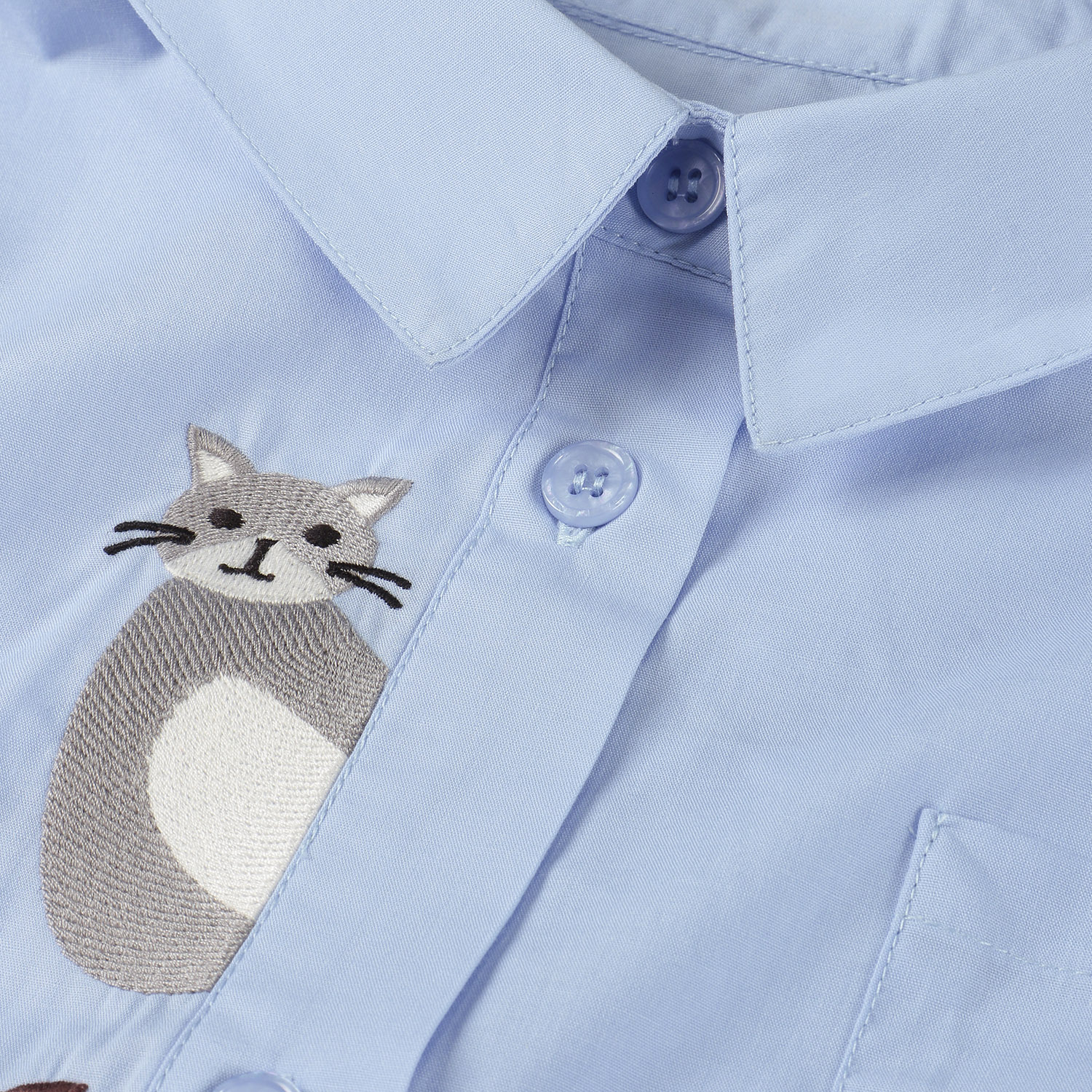 Myauris猫刺繍前開きシャツ - 画像5