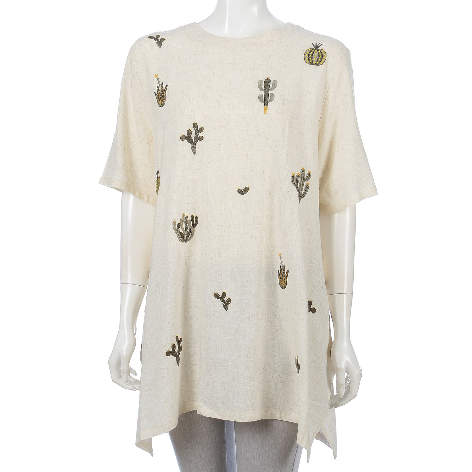 サボテン刺繍サイドボタンチュニック - 画像2