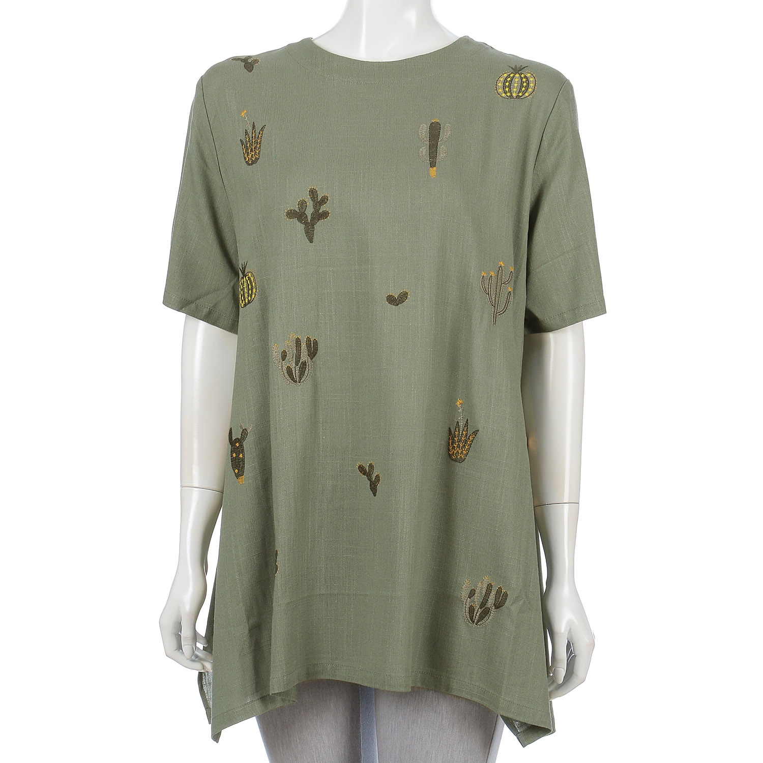 サボテン刺繍サイドボタンチュニック - 画像3