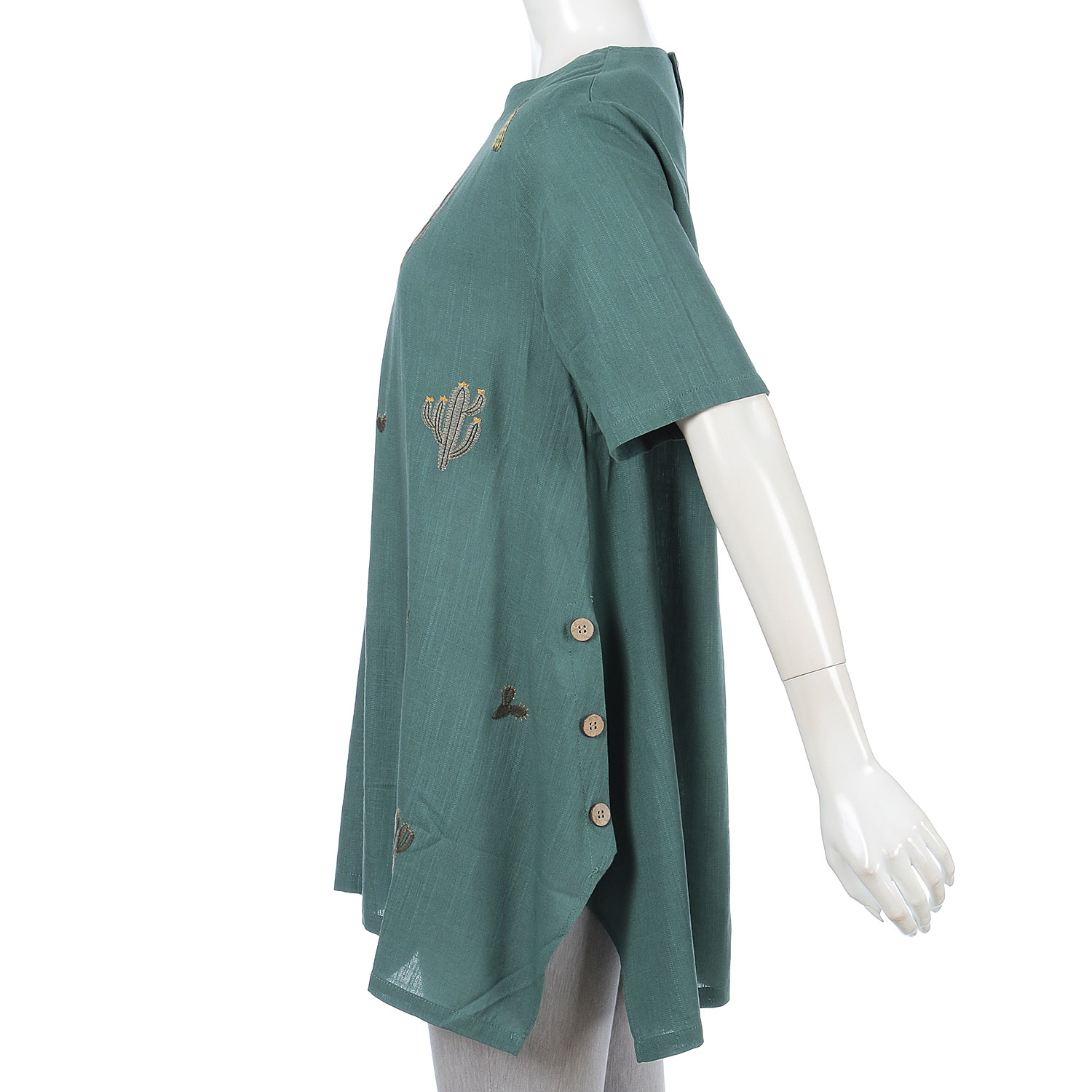 サボテン刺繍サイドボタンチュニック - 画像5