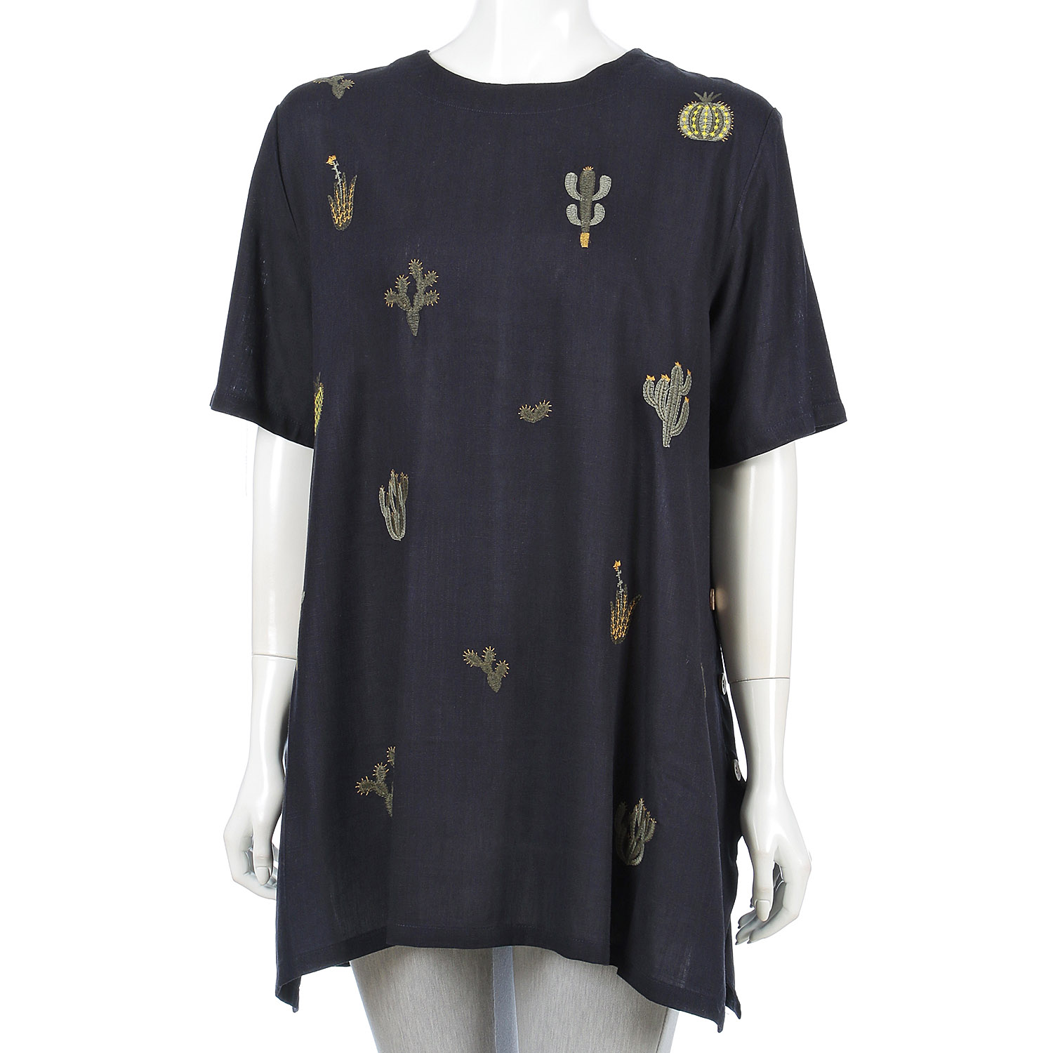 サボテン刺繍サイドボタンチュニック - 画像9