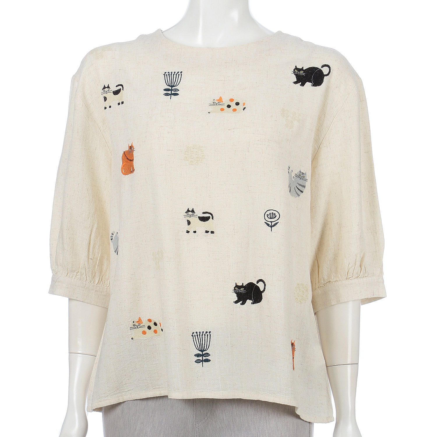 猫刺繍ブラウス - 画像3