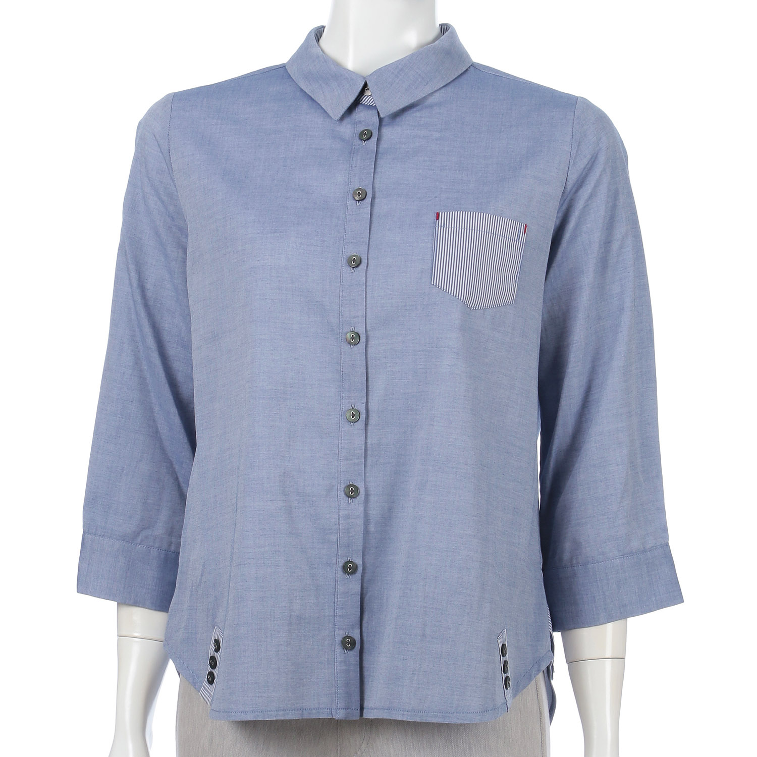 ダンガリー配色ブラウス - 画像1