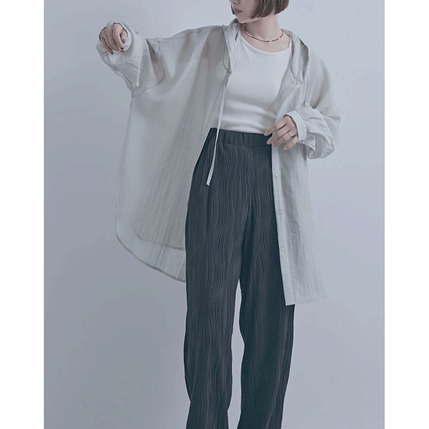 フード付きビッグシャツ - 画像1