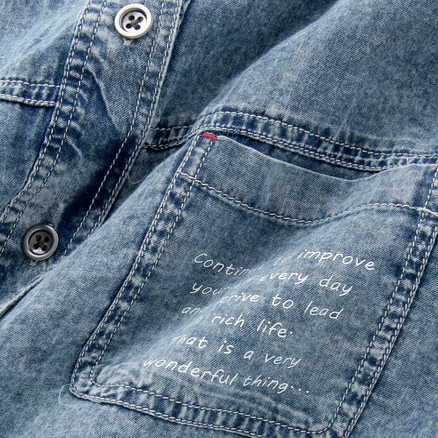 ウォッシュデニムブラウス - 画像5