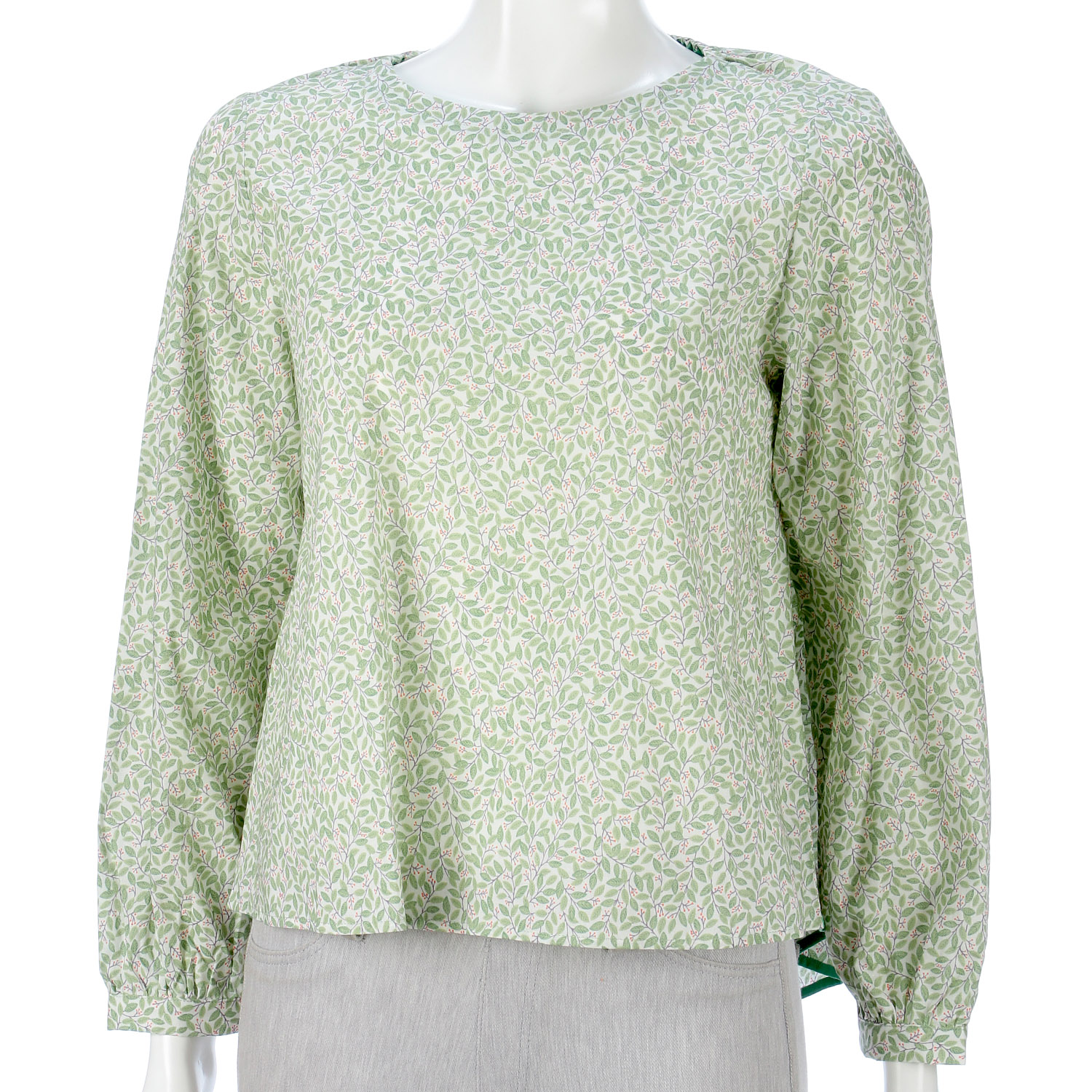 葉と実柄ブラウス - 画像3