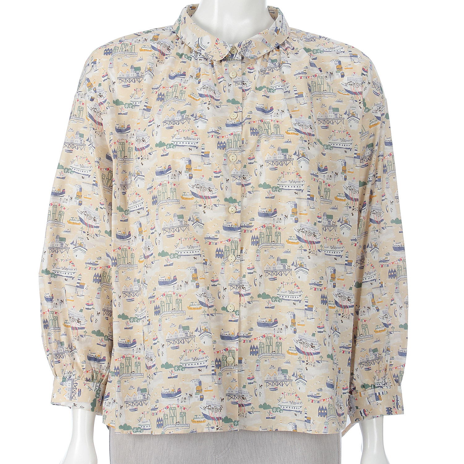 イヌと船柄ブラウス - 画像2