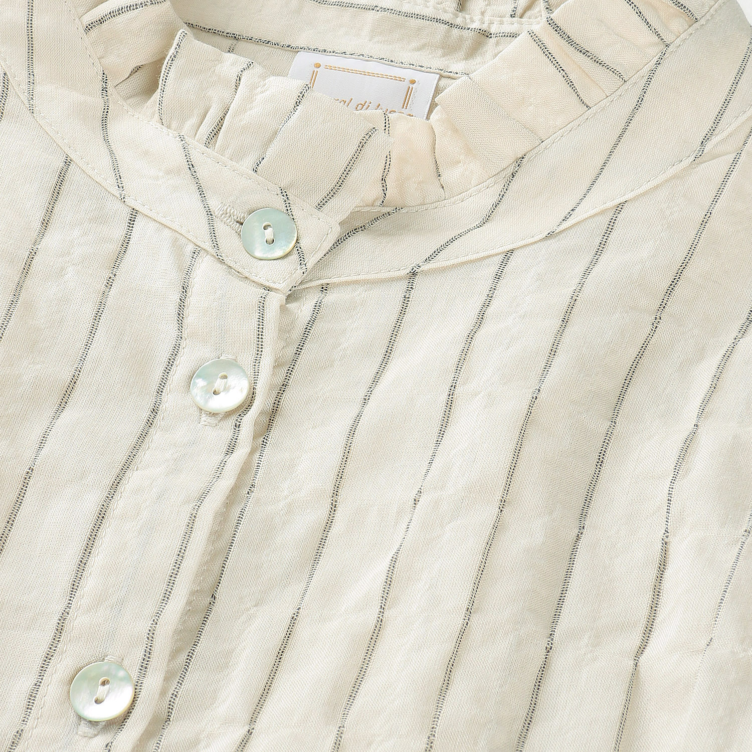 先染めアキハシャーリングストライプフリルブラウス - 画像6