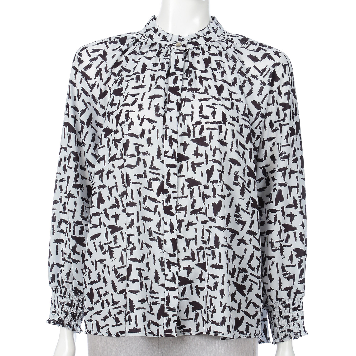 ジョーゼットプリントシャーリングブラウス - 画像2