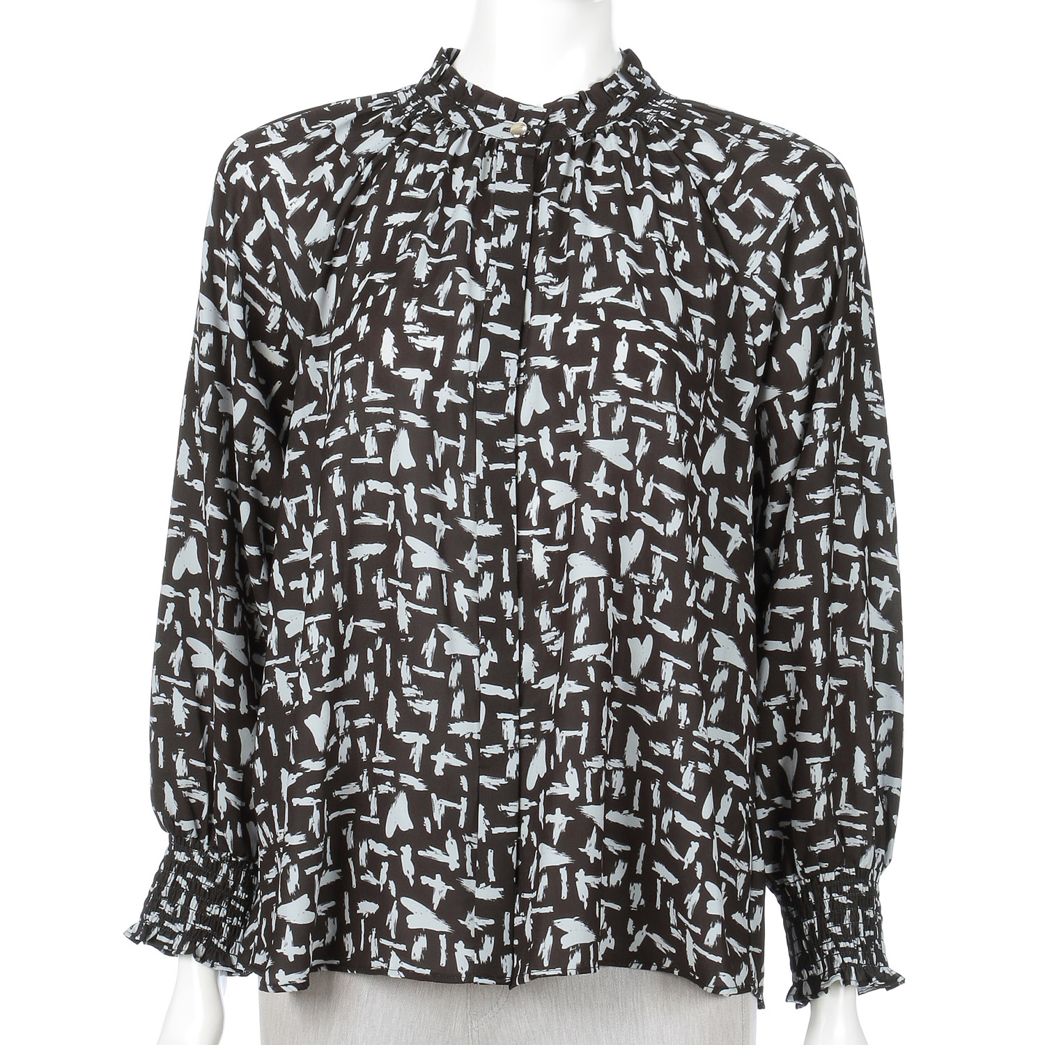 ジョーゼットプリントシャーリングブラウス - 画像3