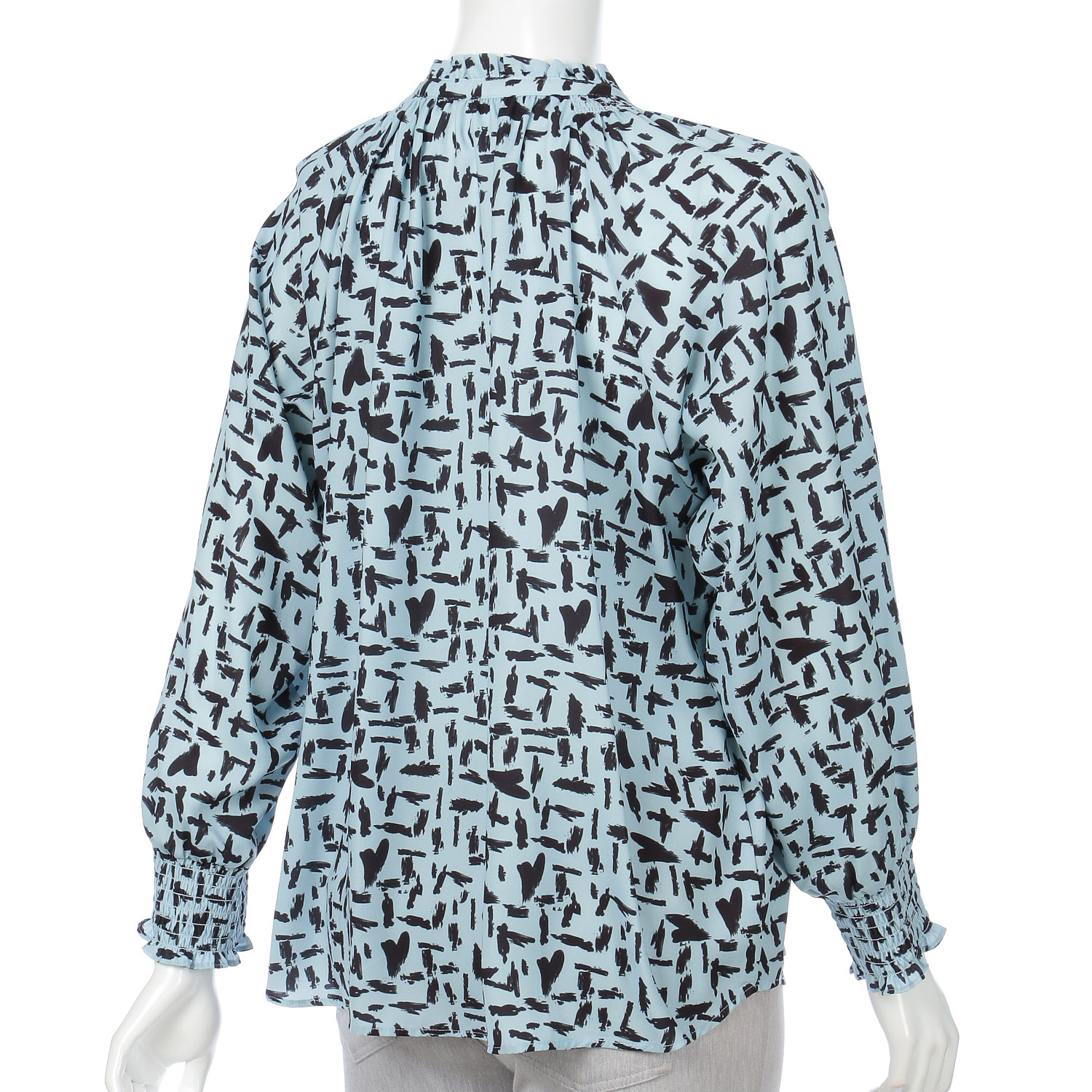 ジョーゼットプリントシャーリングブラウス - 画像5