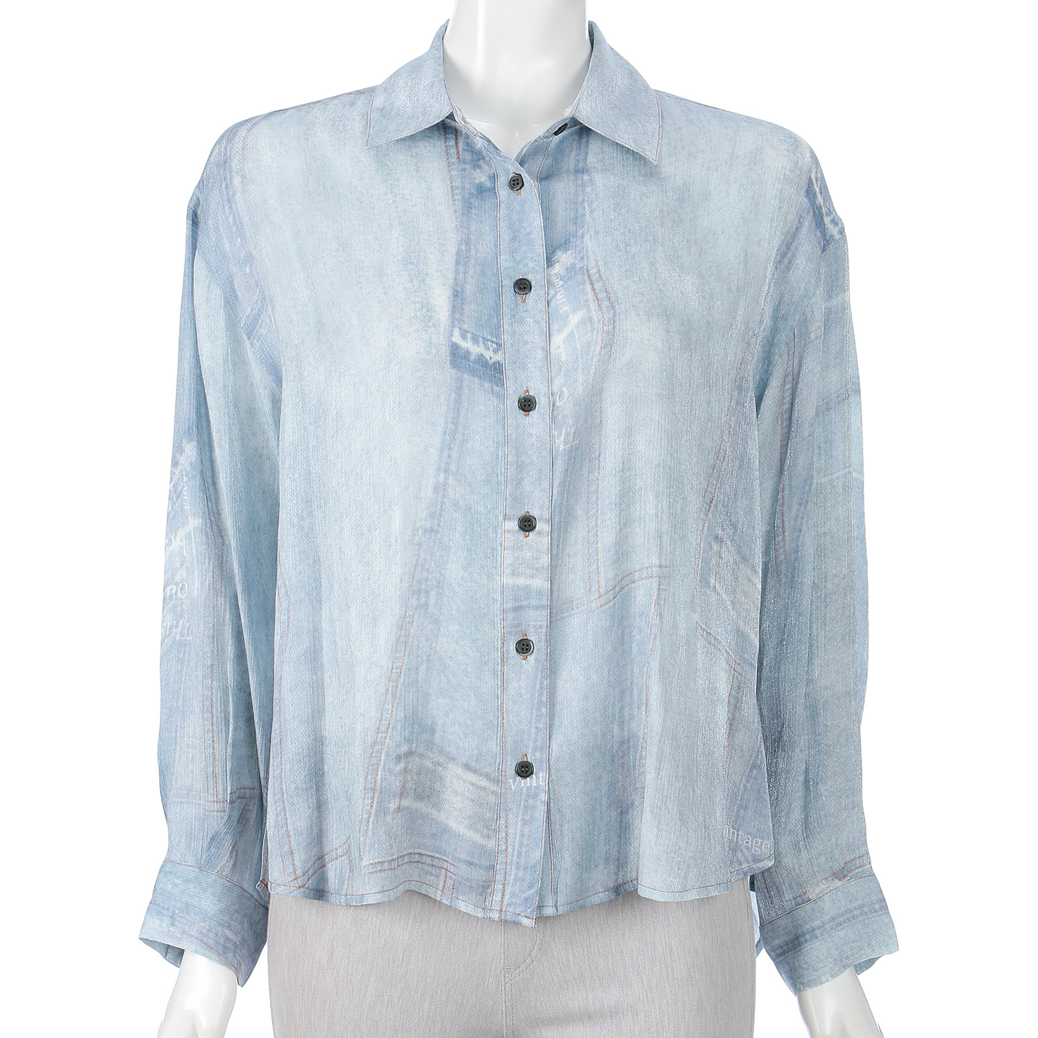 デニム風プリントシャツ