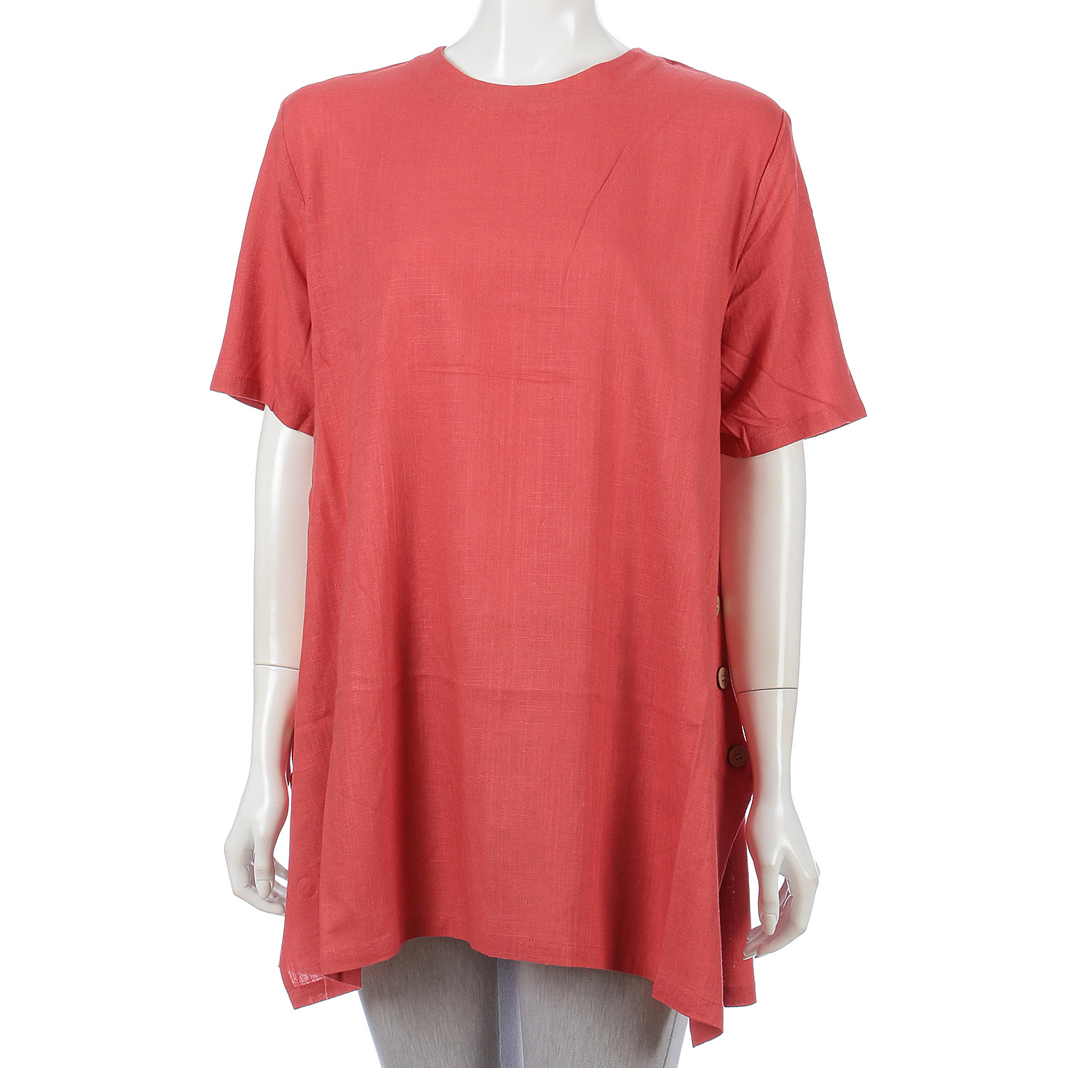 無地サイドボタンチュニック