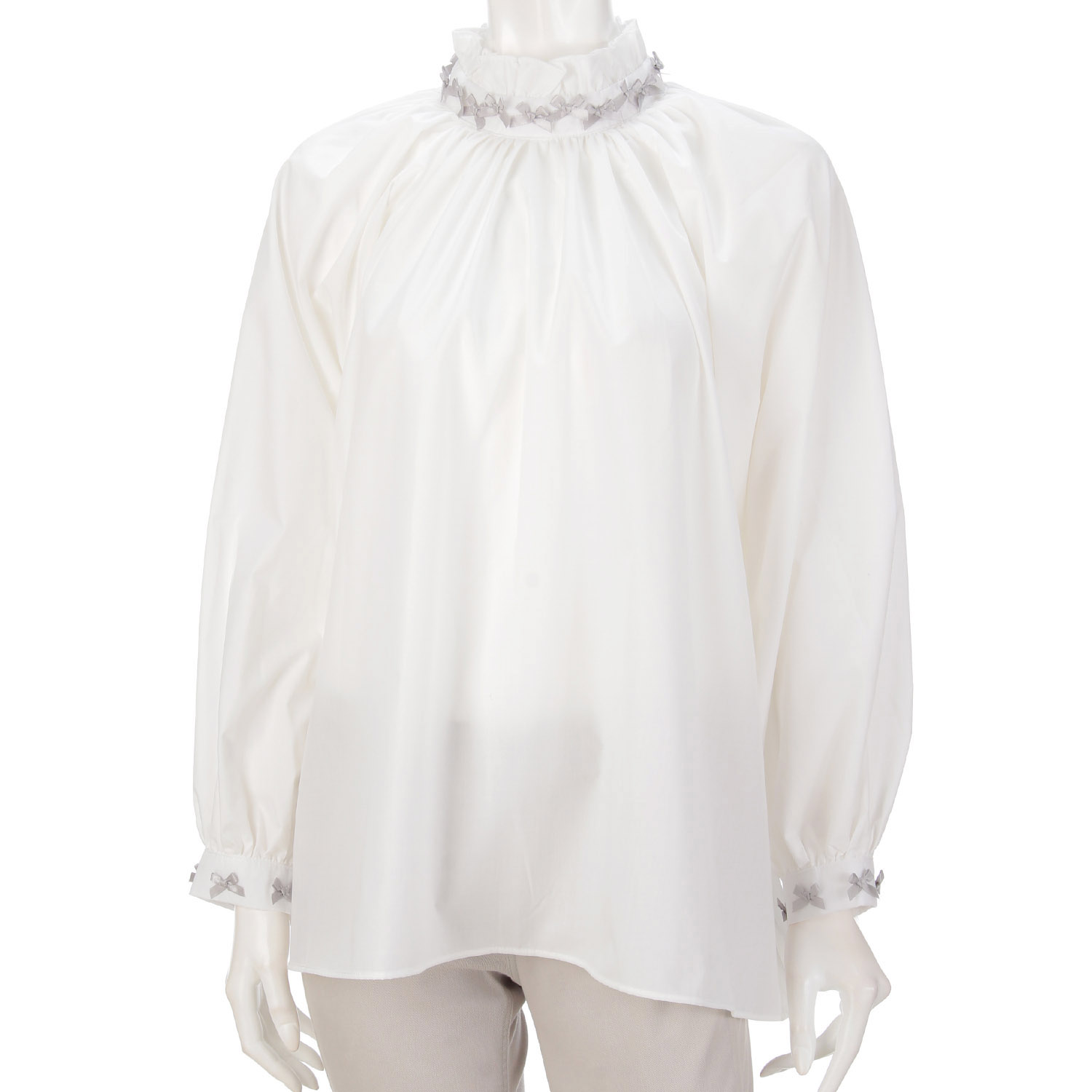 フリルネックギャザーブラウス - 画像1