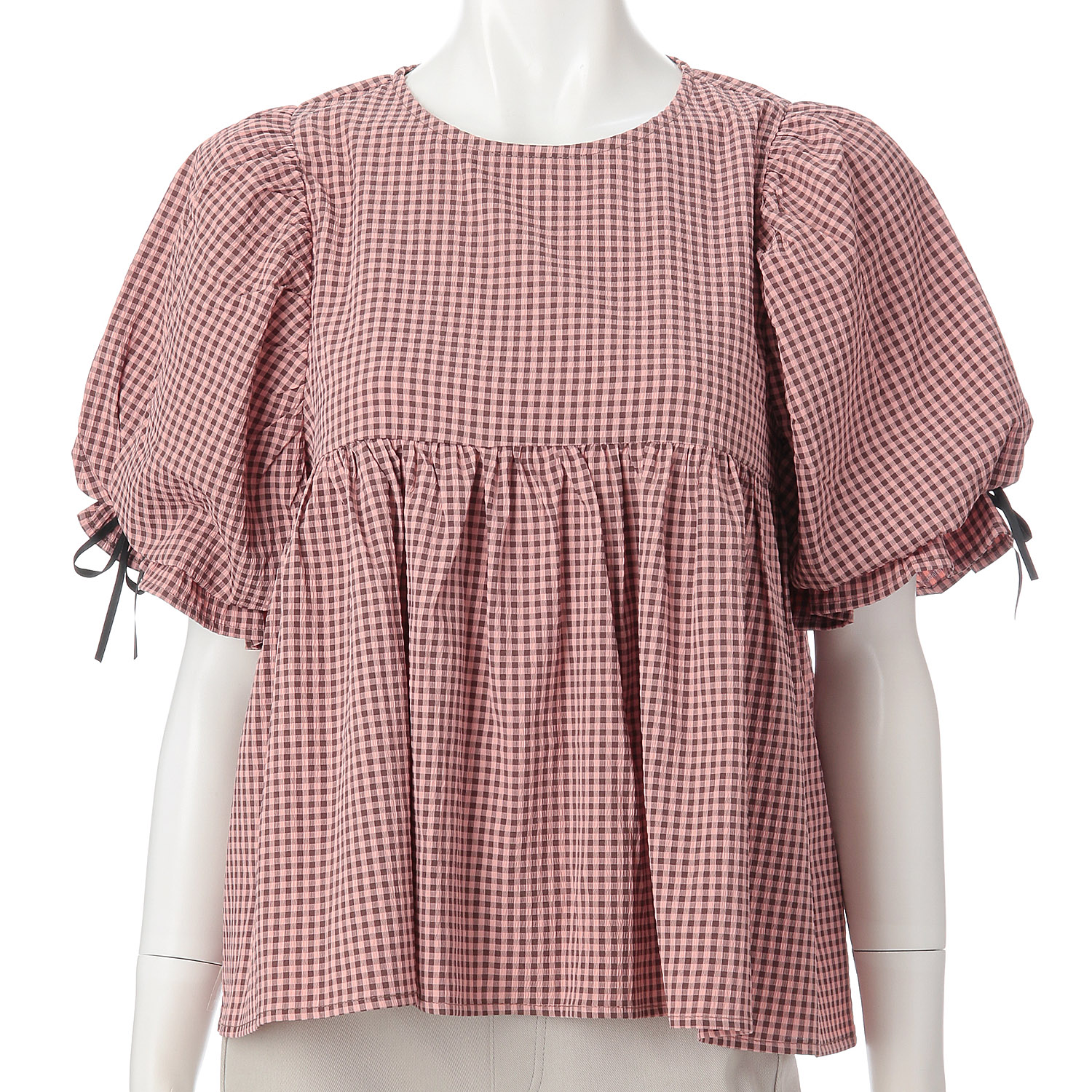 ギンガムパフスリーブプルオーバー - 画像3