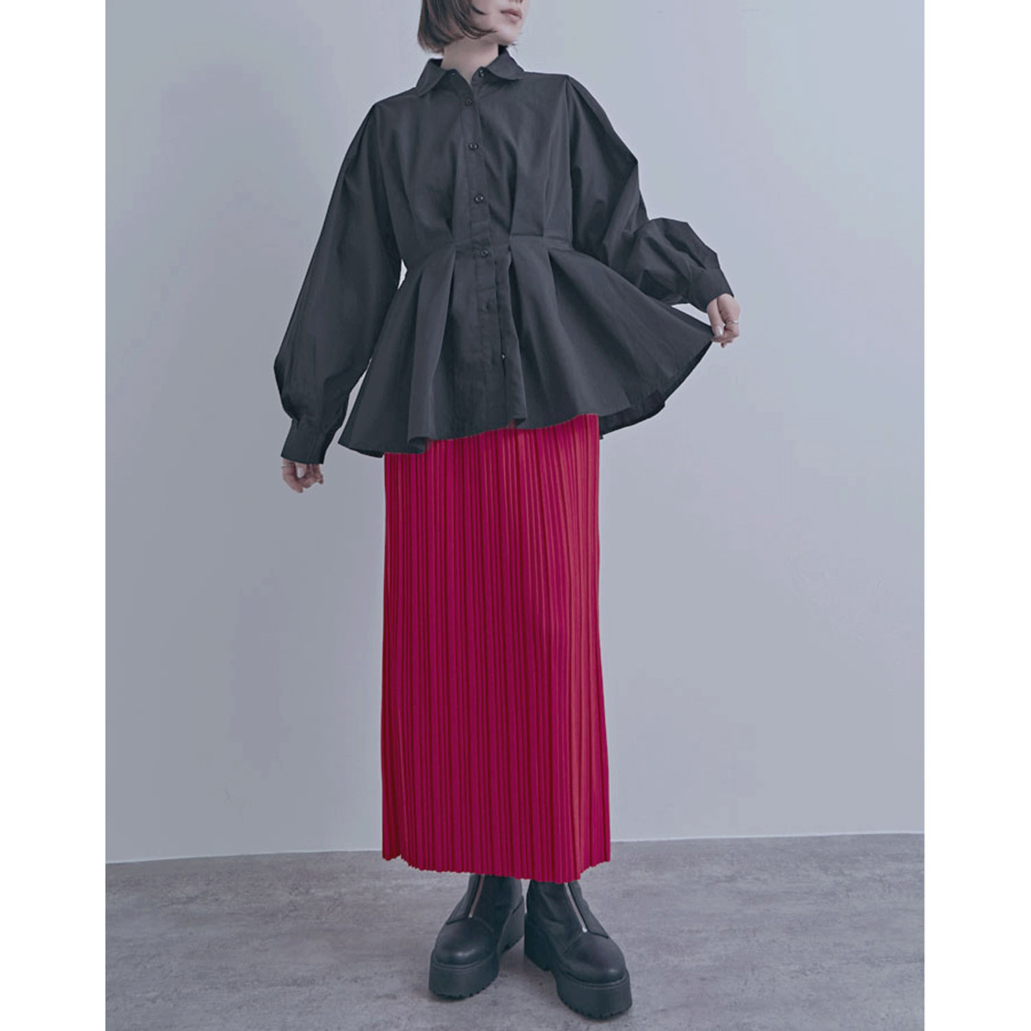 【ETONET限定 お取り寄せ】ウエストボリュームタックブラウス - 画像5