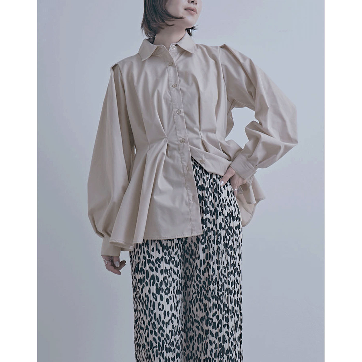 【ETONET限定 お取り寄せ】ウエストボリュームタックブラウス - 画像9