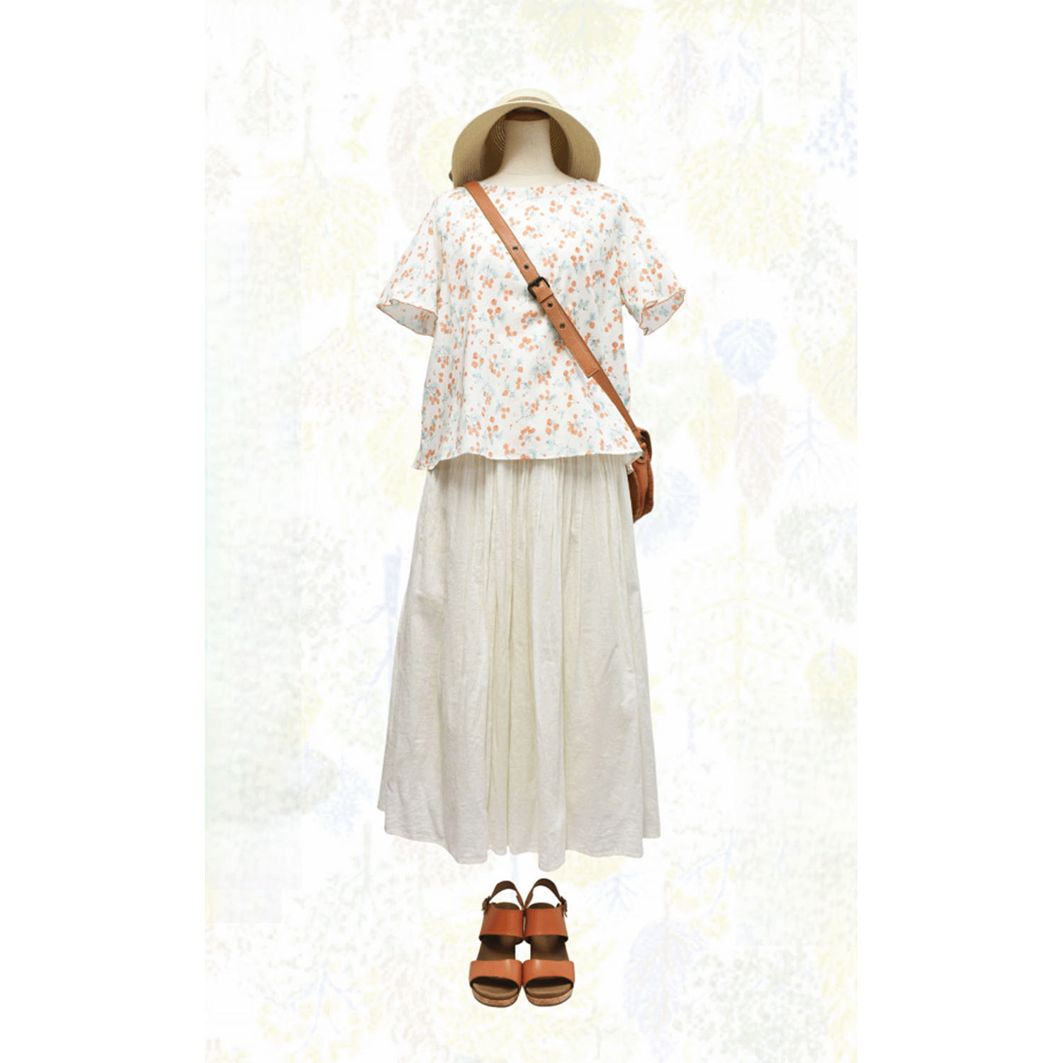 木の実柄ブラウス