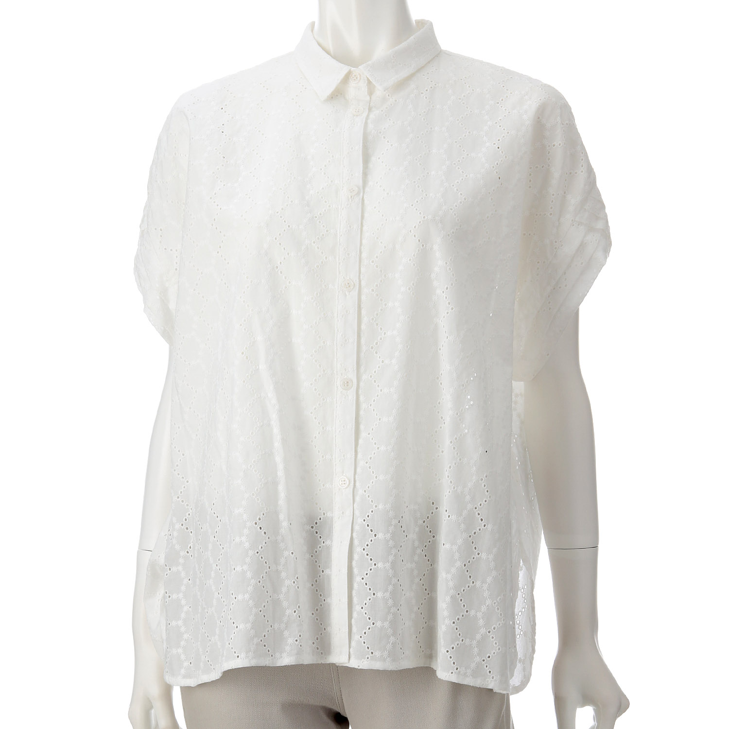 袖タック刺繍シャツ - 画像2