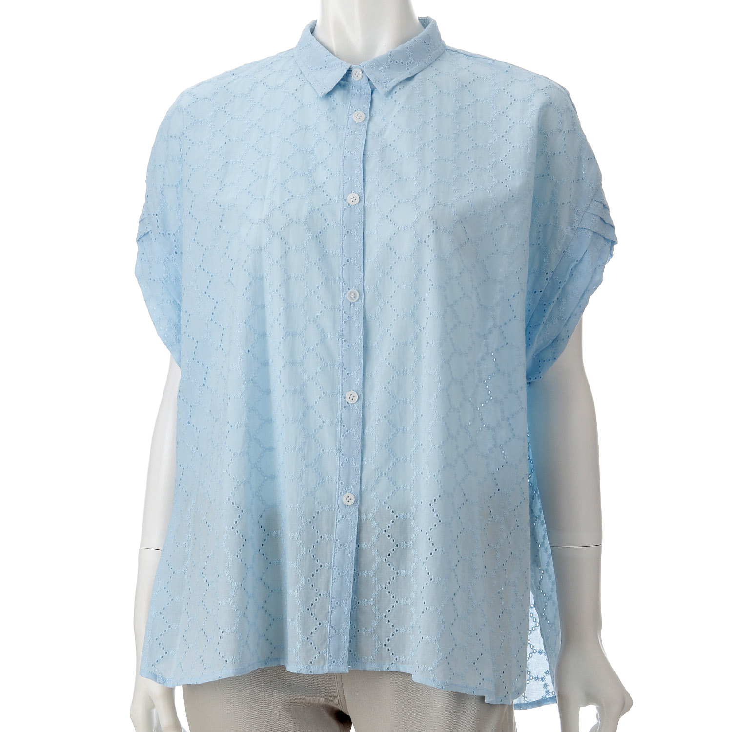 袖タック刺繍シャツ - 画像3