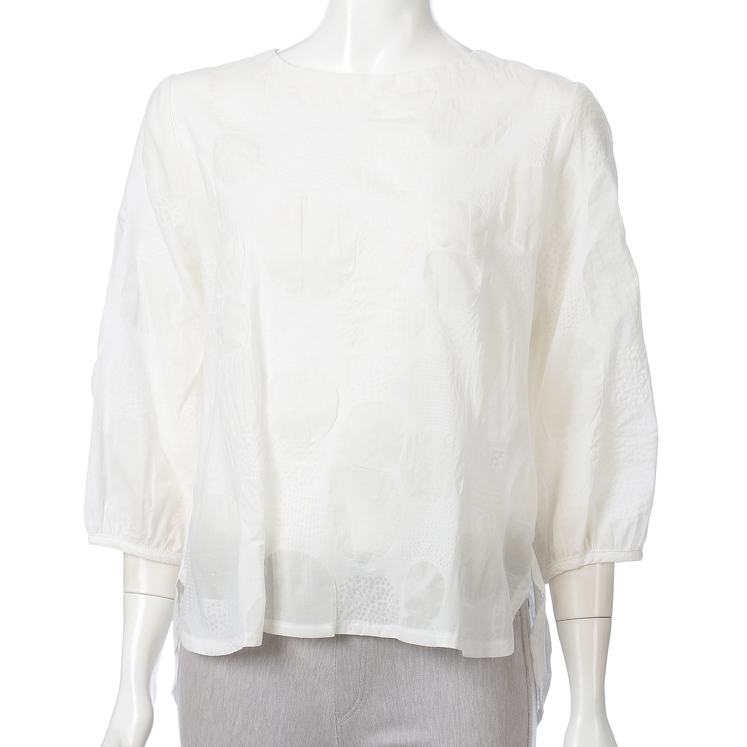 綿水玉塩縮チュニック - 画像2