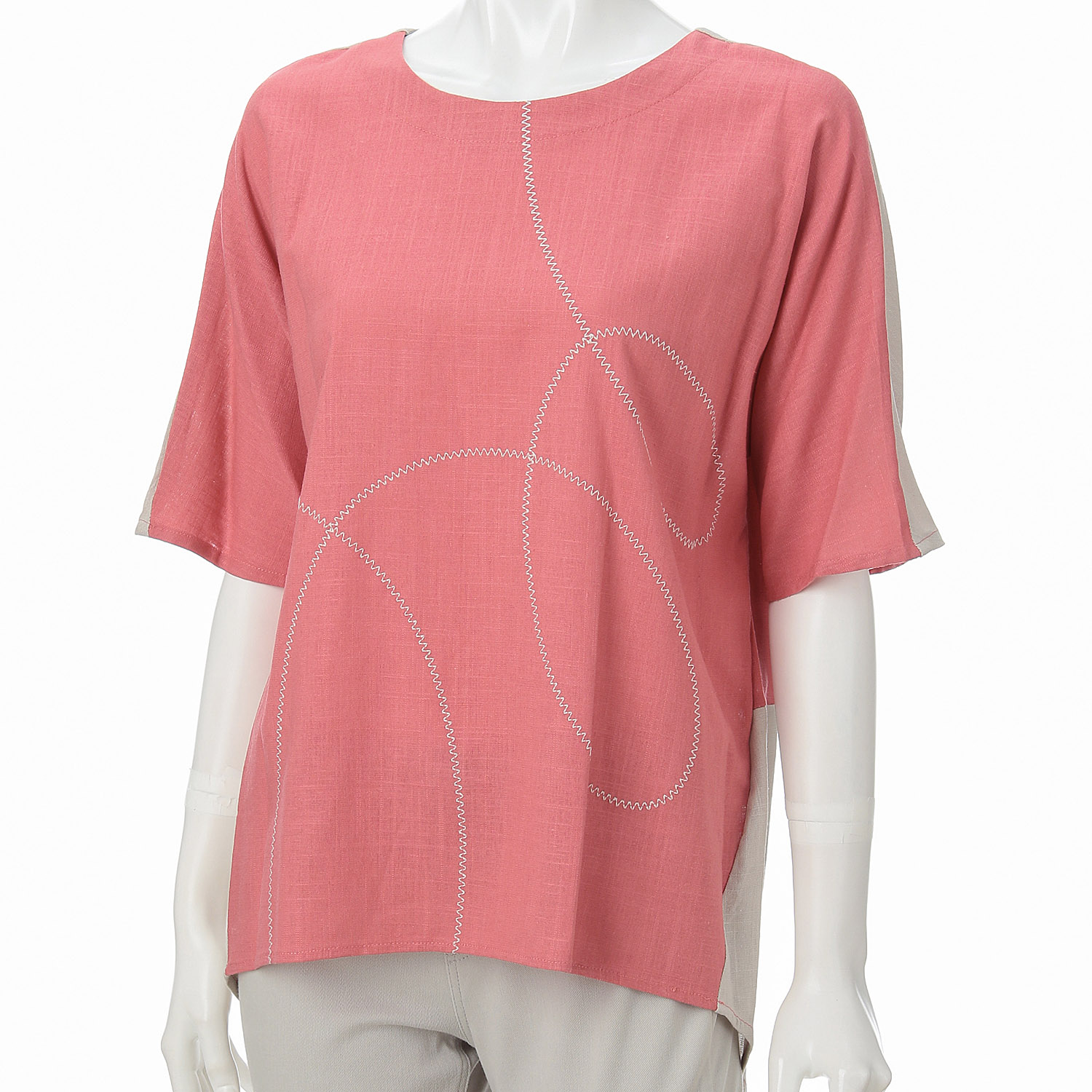 レーヨン混配色チュニック