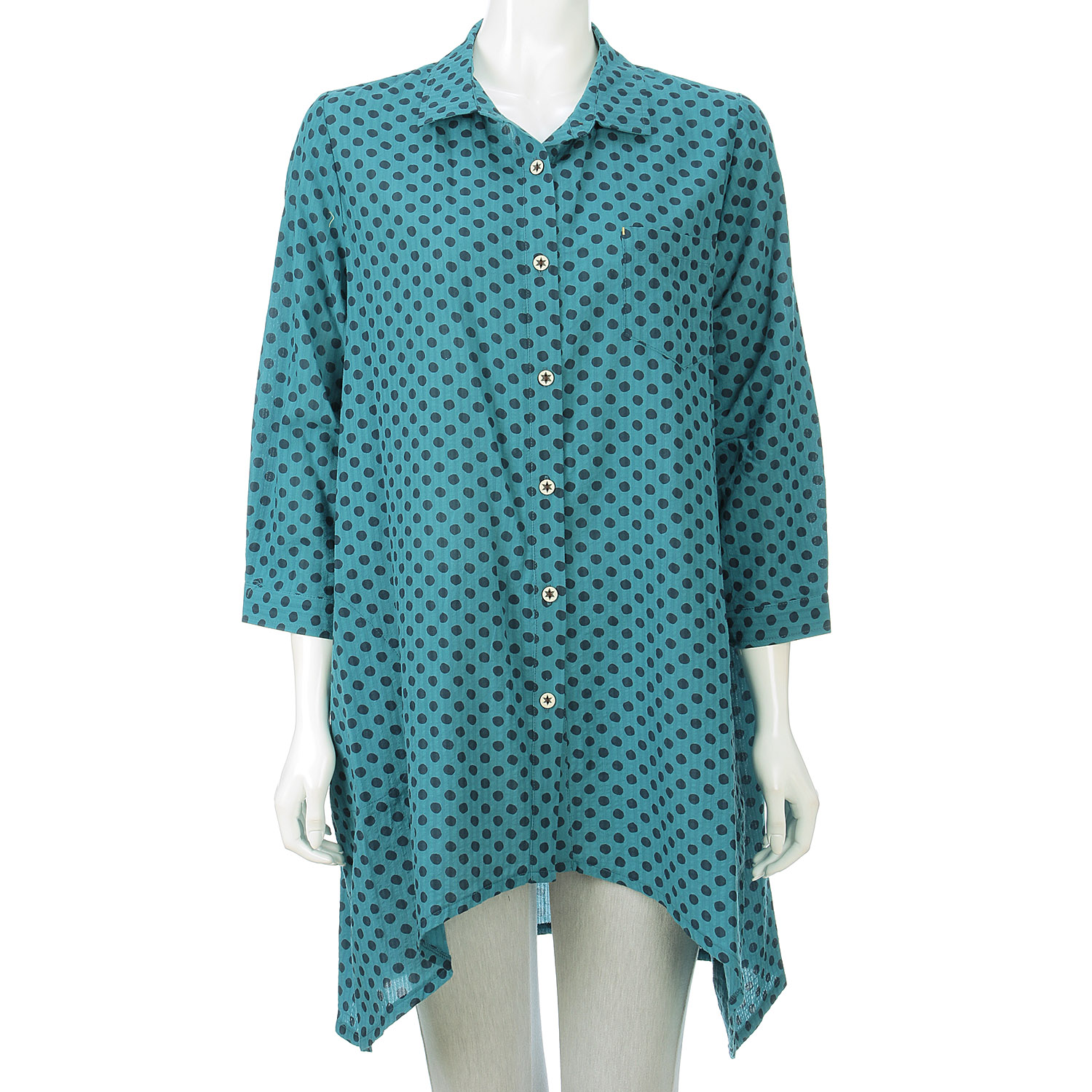 水玉プリントブラウス