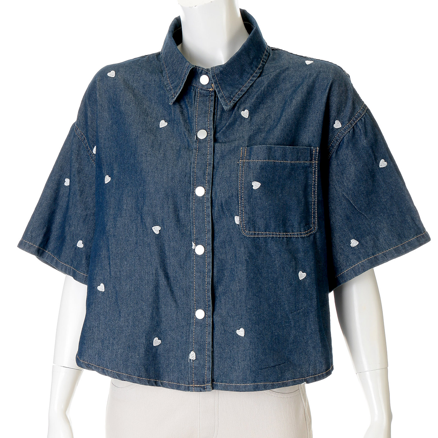 VERITE ハート刺繍デニムブラウス - 画像2