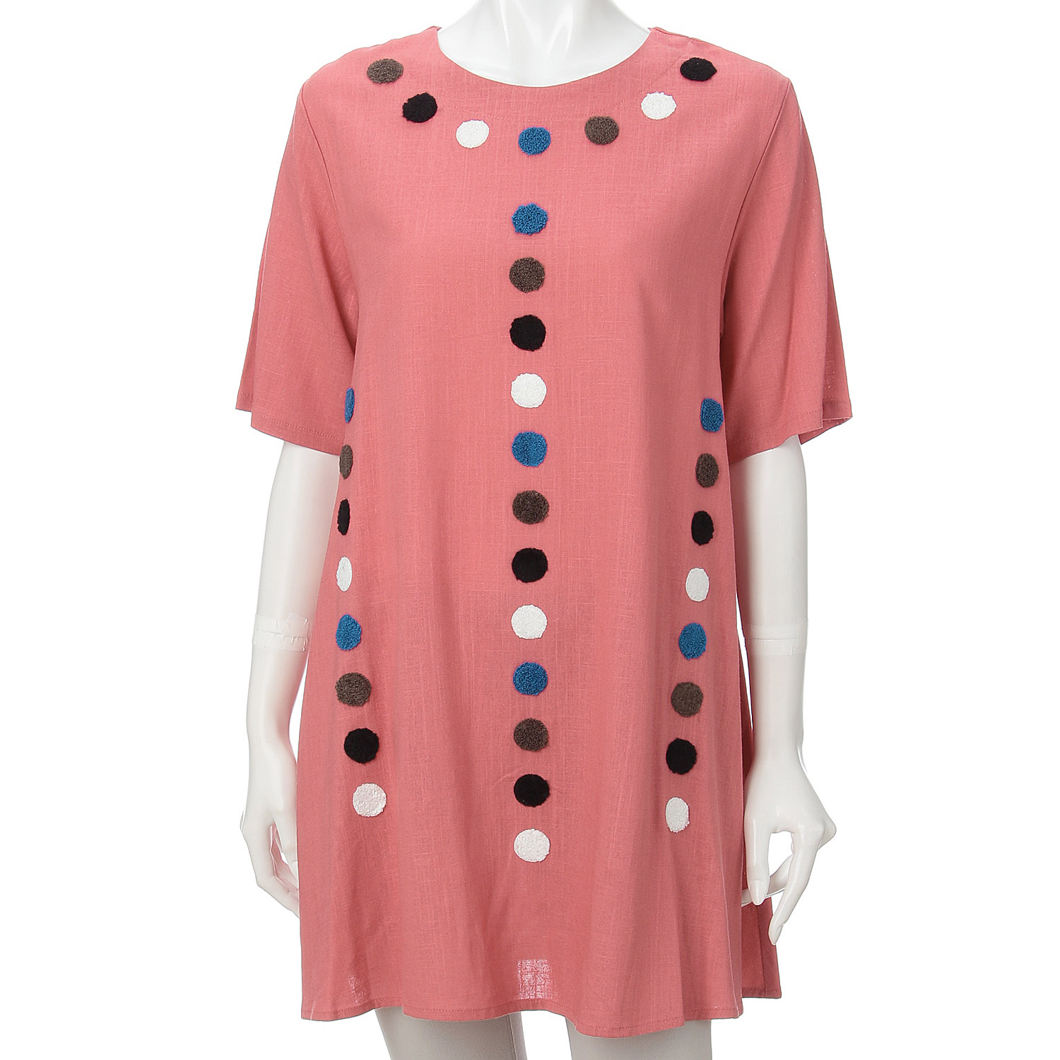 レーヨン混水玉刺繍チュニック - 画像1