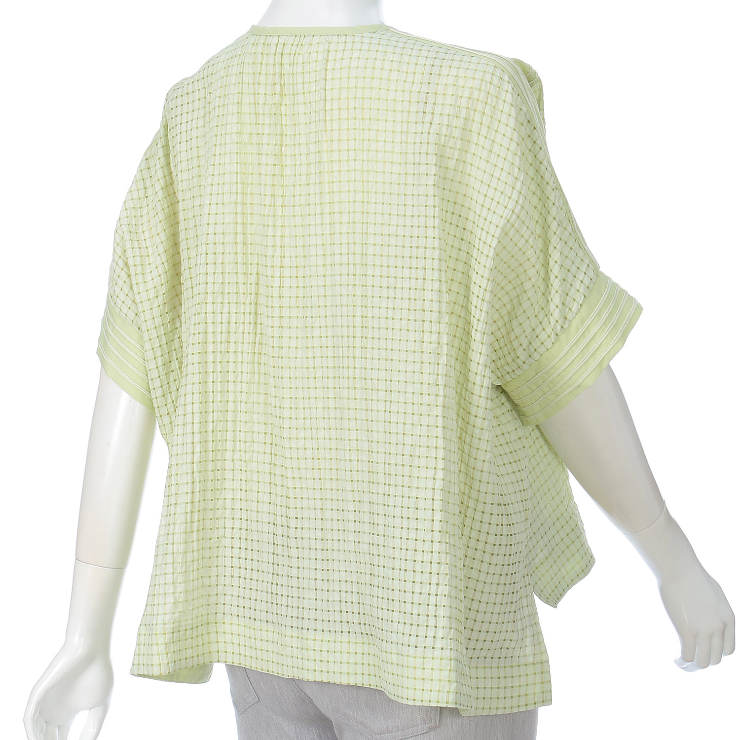 シアーチェックリボンアクセントブラウス - 画像6