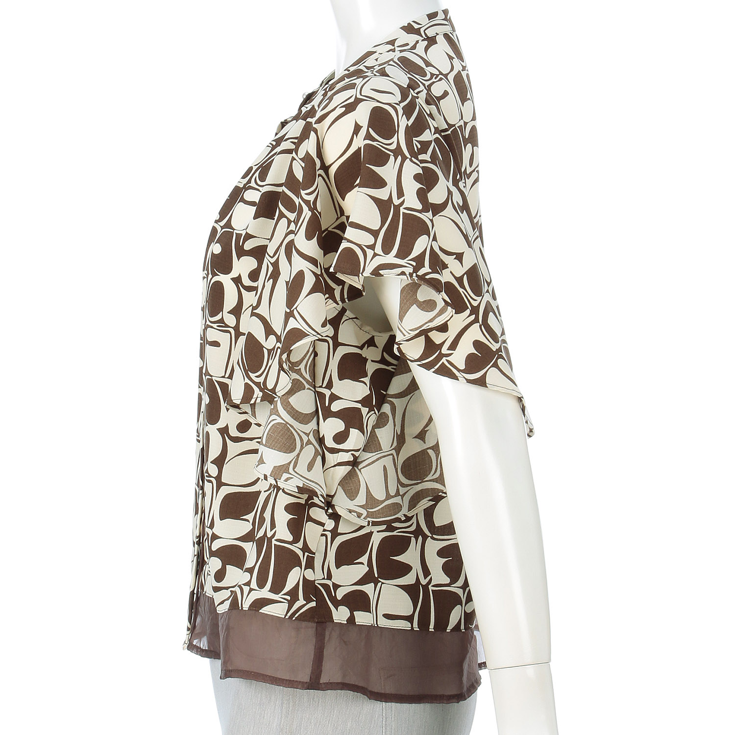 幾何プリントドレープスリーブブラウス - 画像4