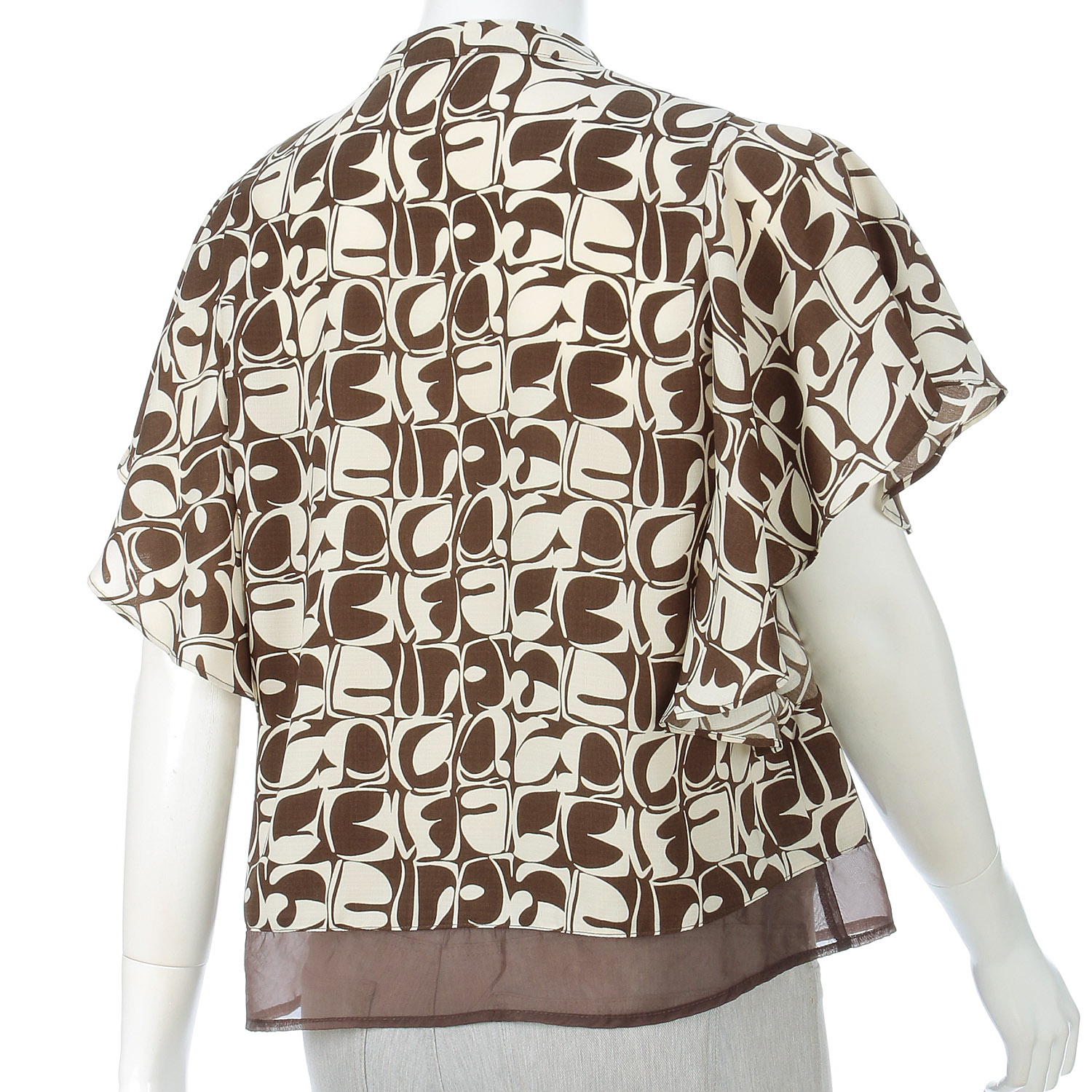 幾何プリントドレープスリーブブラウス - 画像5