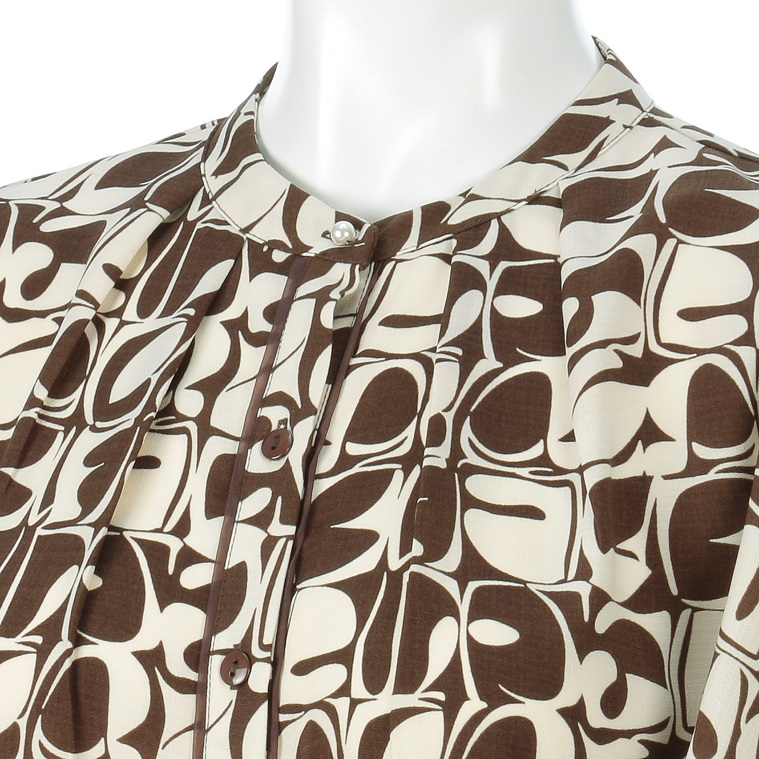 幾何プリントドレープスリーブブラウス - 画像6