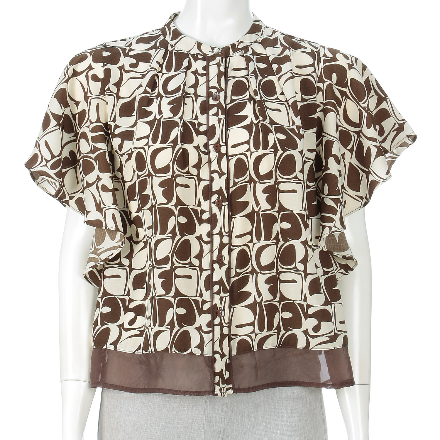 幾何プリントドレープスリーブブラウス - 画像1