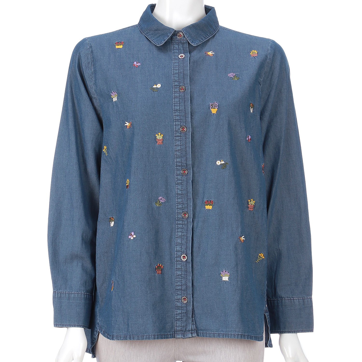 デニム刺繍BL（植木鉢花柄） - 画像2