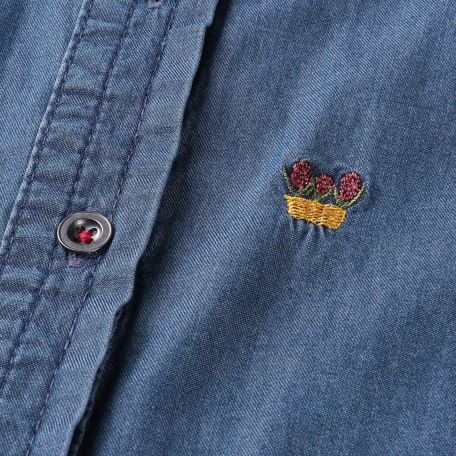 デニム刺繍BL（植木鉢花柄） - 画像5