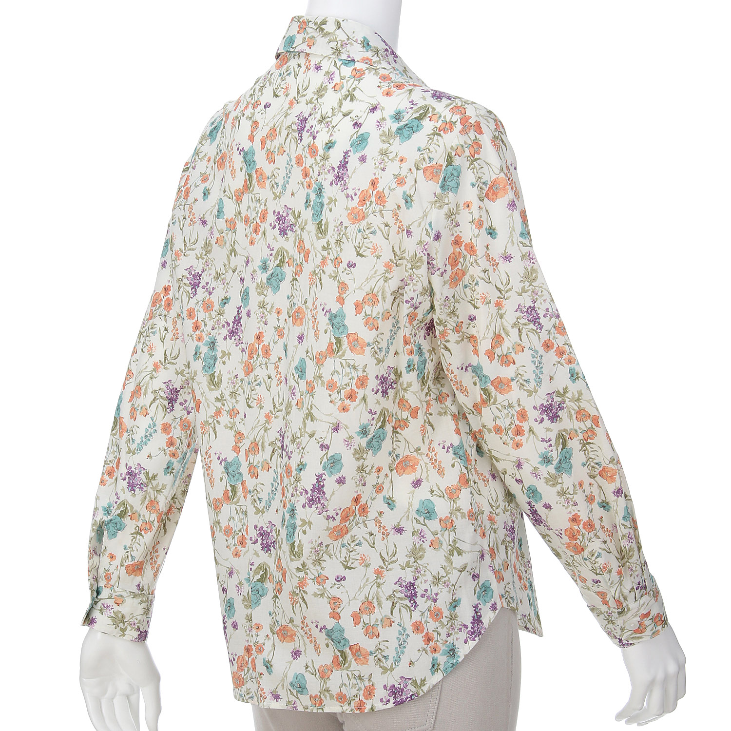 花柄プリント丸襟シャツ - 画像4