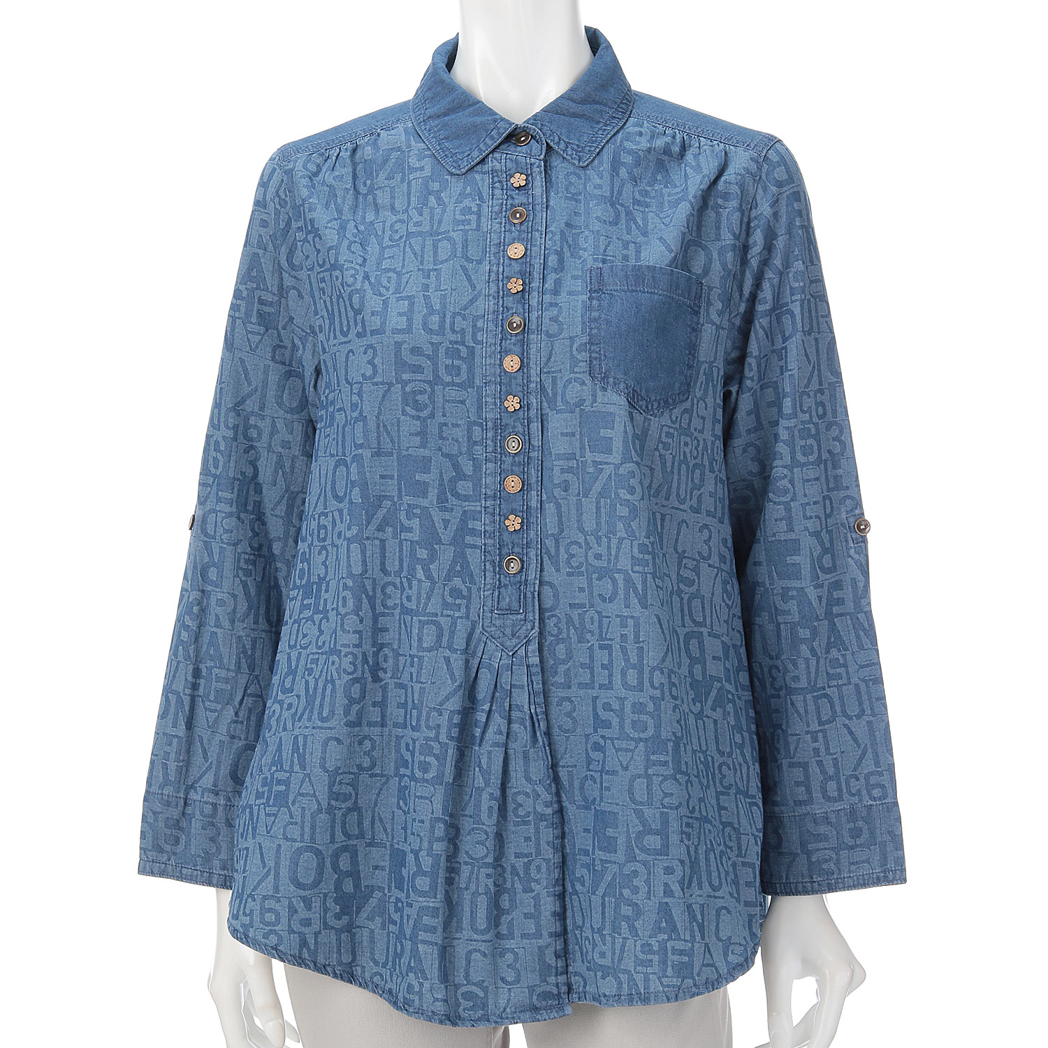 デニムプリントブラウス