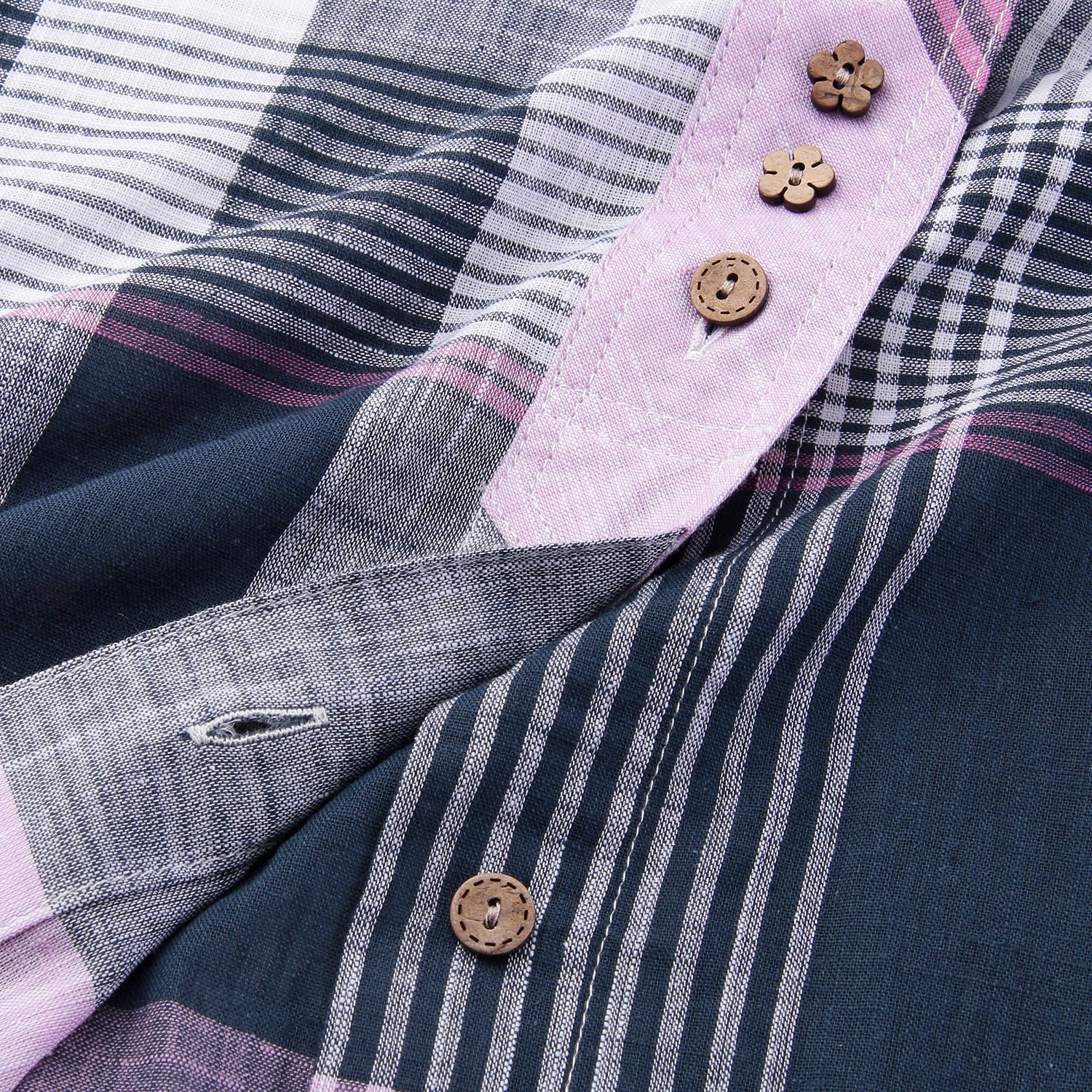 綿先染め格子ブラウス - 画像5