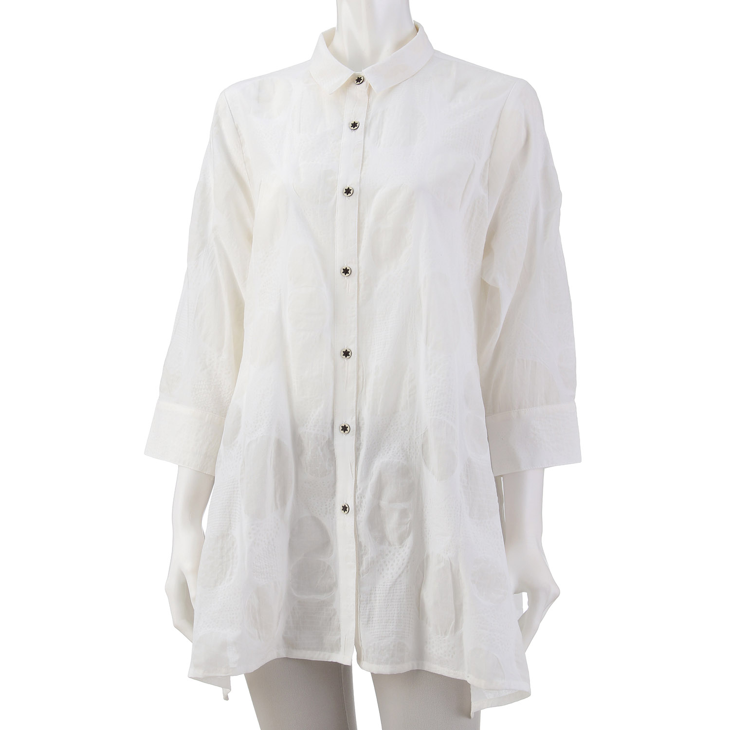 綿玉柄塩縮ブラウス - 画像2