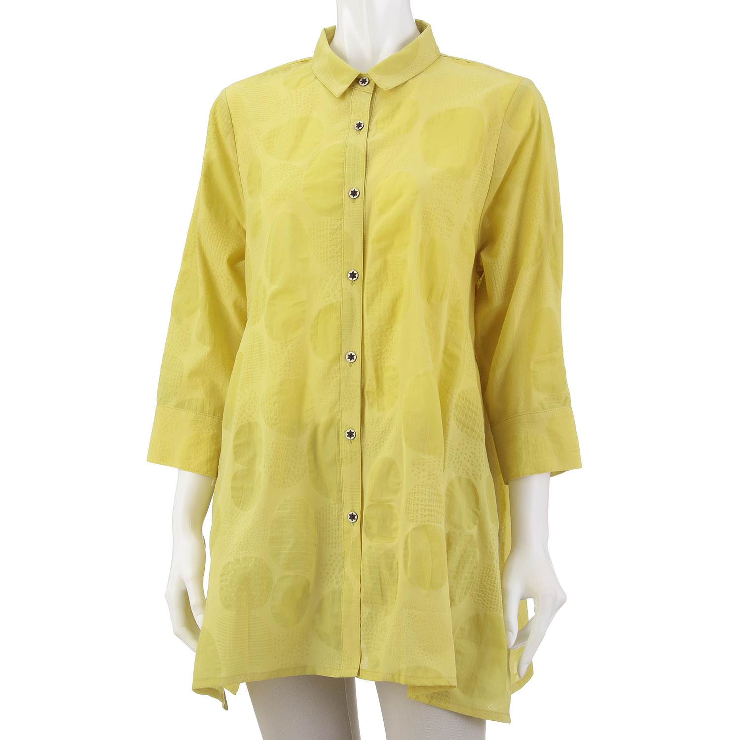 綿玉柄塩縮ブラウス