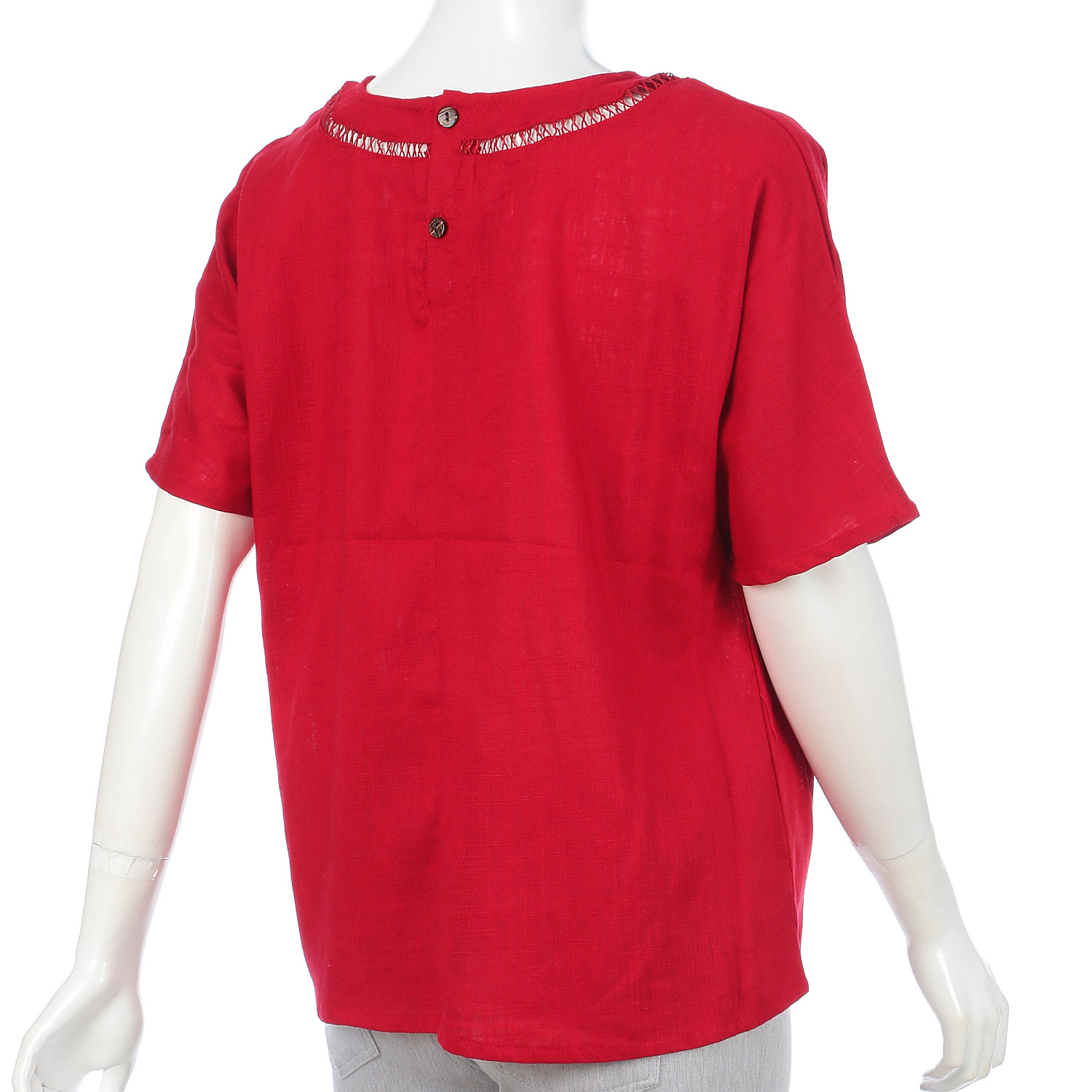 麻混梯子レース刺繍プルオーバー - 画像5