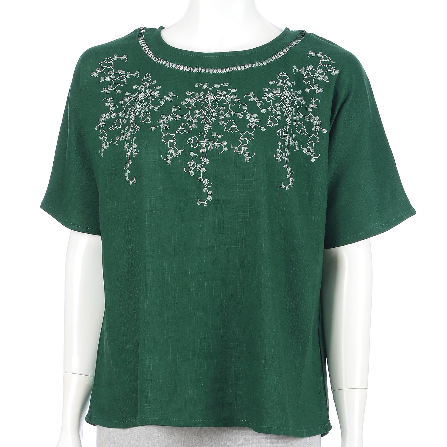 麻混梯子レース刺繍プルオーバー - 画像8