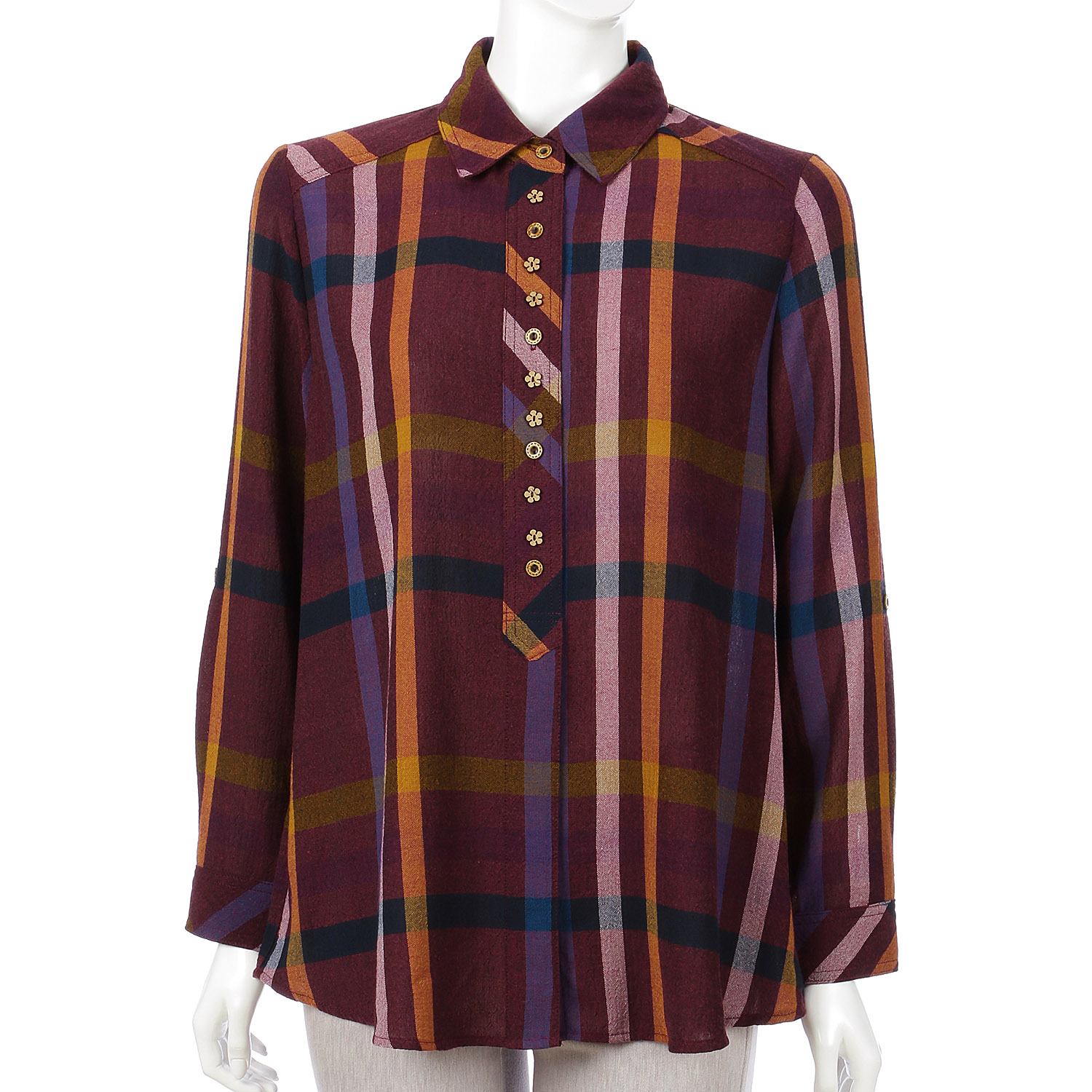 T／R先染め格子ブラウス - 画像1