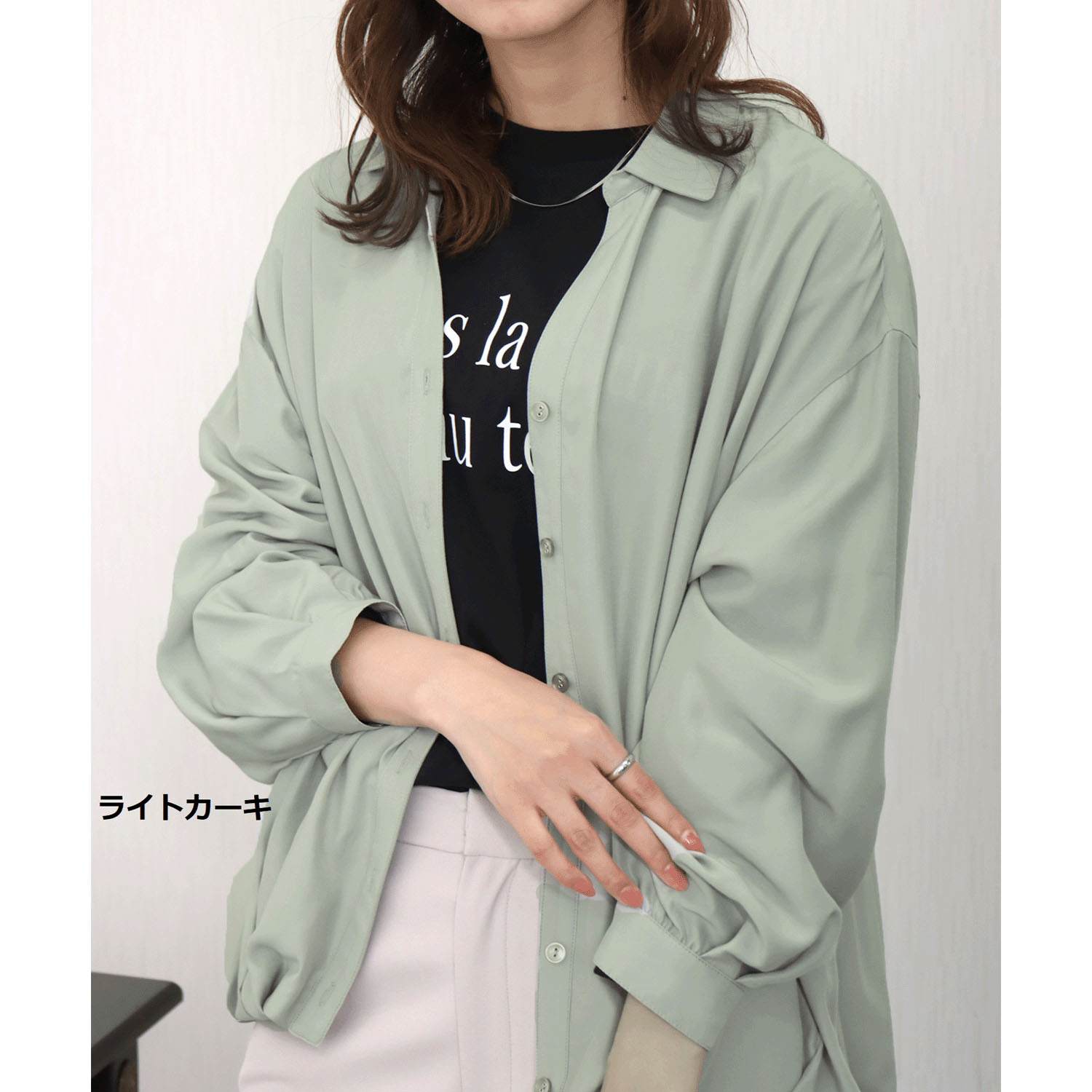 【お取寄せ】 マーブルワルツ とろみフランス綾 裾タックシャツ - 画像12