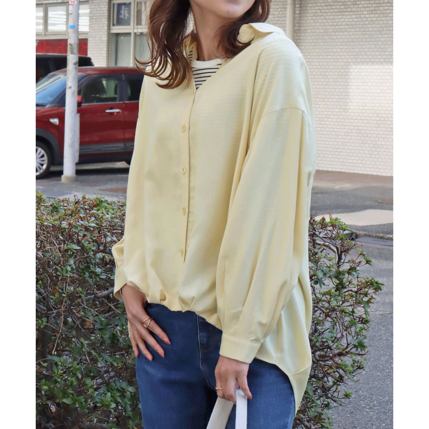 【お取寄せ】 マーブルワルツ とろみフランス綾 裾タックシャツ - 画像8