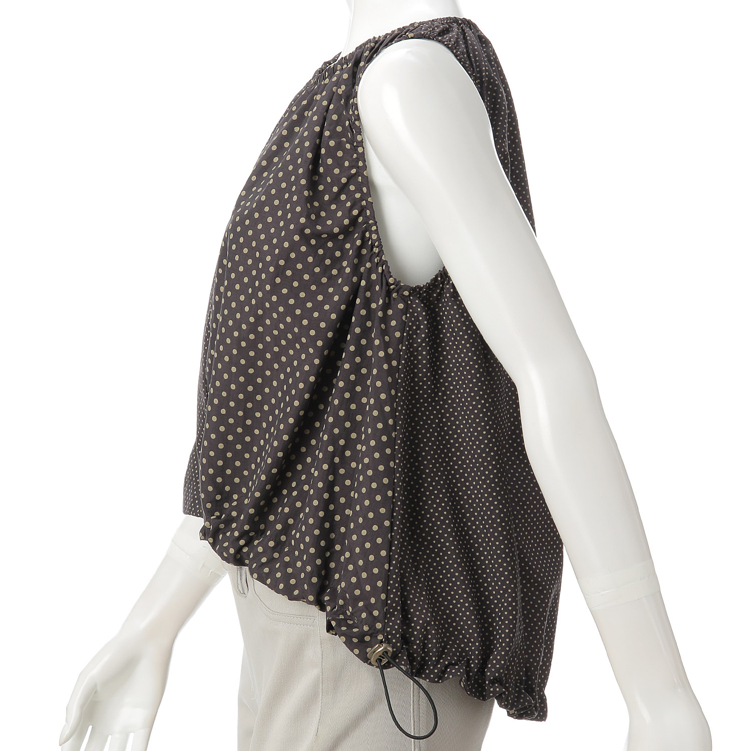 ドット柄ギャザーベスト - 画像2