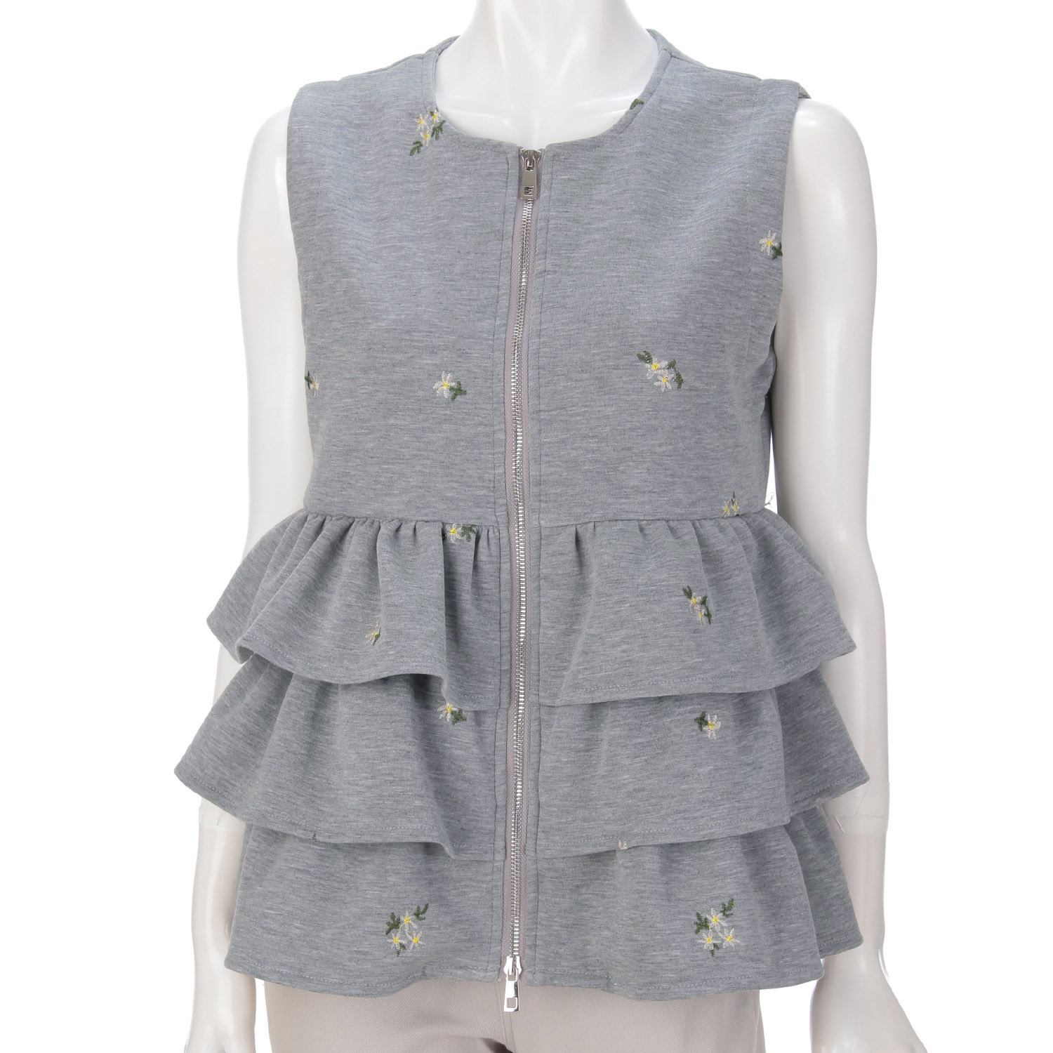 3段ティアードZIPアップベスト - 画像1