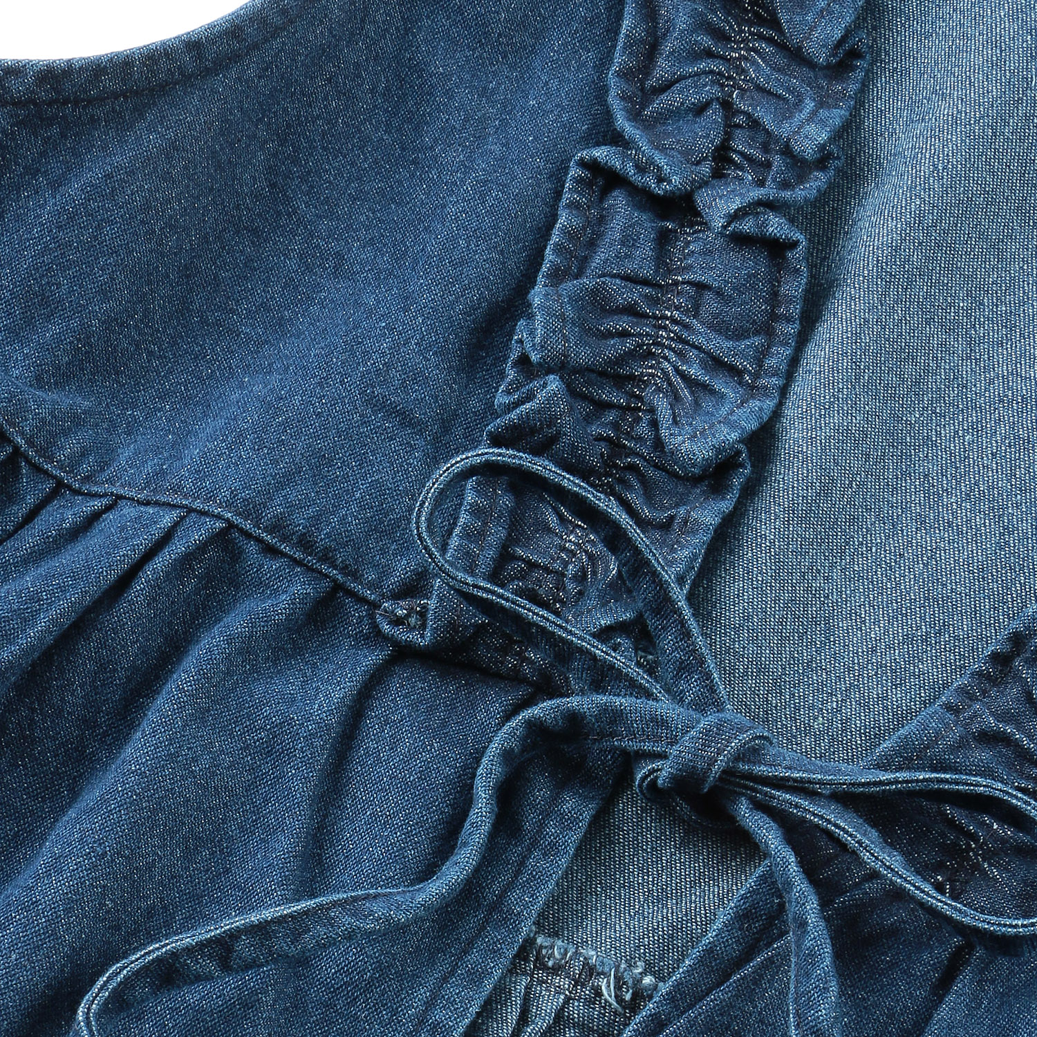 フリルネックデニムベスト - 画像4